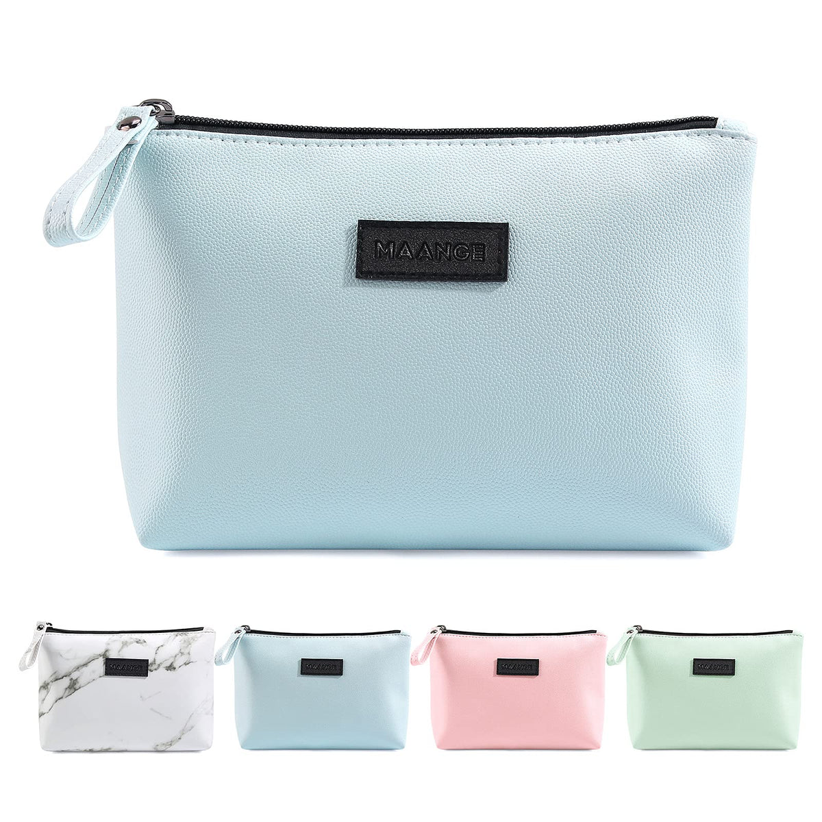 MAANGE Cosmetic Bags for Women Small Makeup Bag for Purse Pu Leather Makeup Pouch Travel Makeup Bag with Zipper Make Up Bag for Travelling