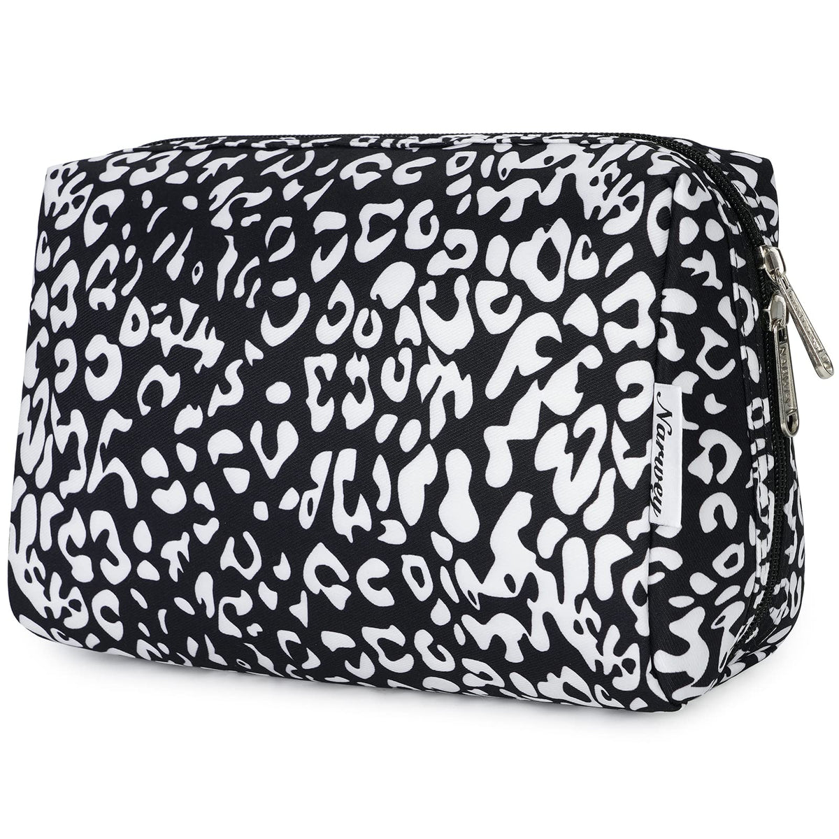 Narwey Checkered Makeup Bag Travel Cosmetic Bag Organizer Toiletry Bag Make Up Bags with Compartments for Women Girls (Large, Light Checkerboard)