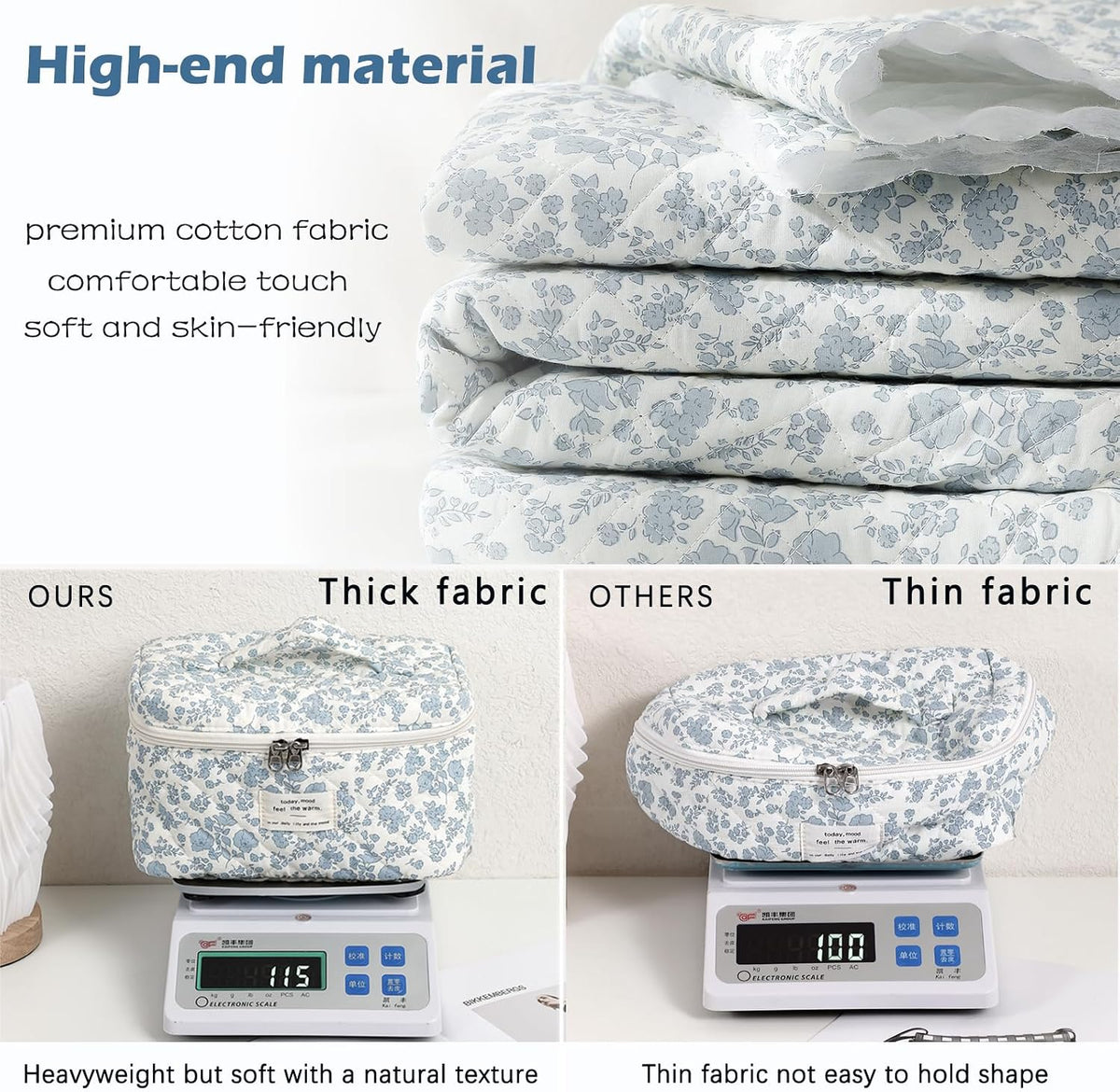 uekeboag Large Travel Quilted Makeup Bag for Women