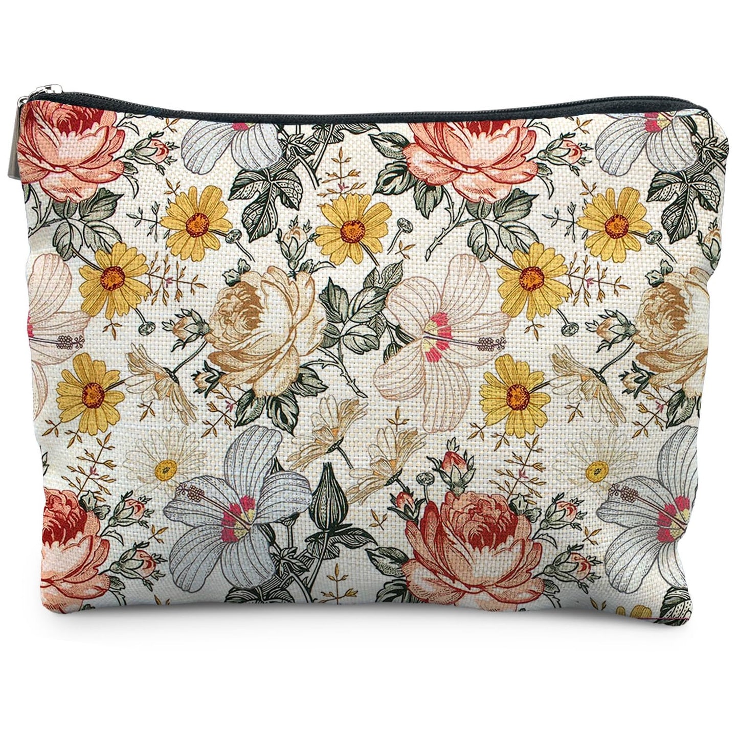 Boho Makeup Bag Gifts for Women, Sunset Leaf Aesthetic Makeup Pouch
