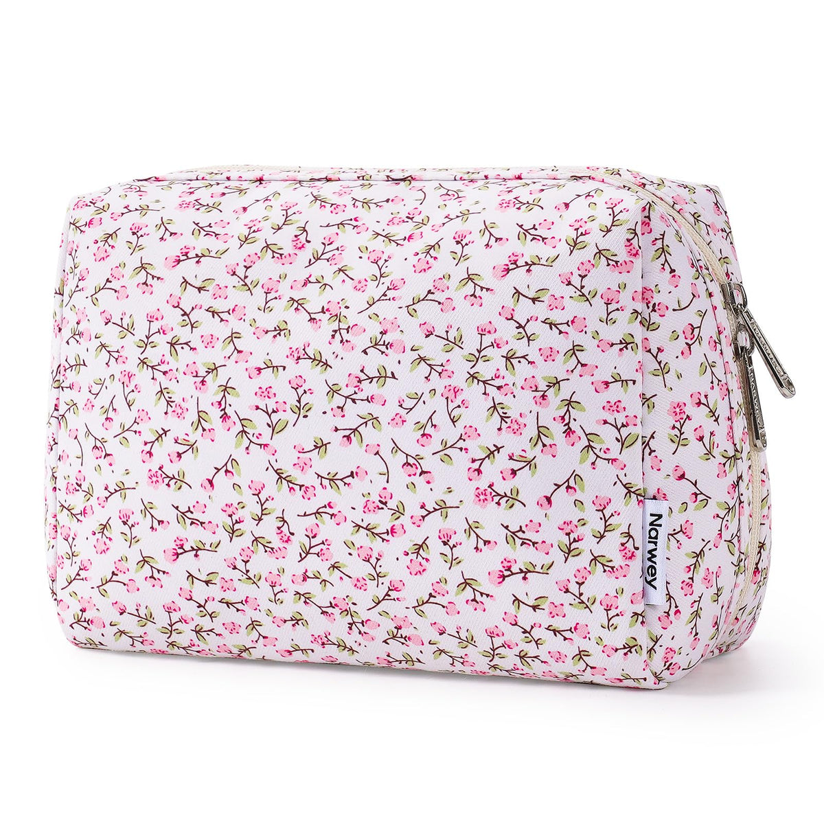 Narwey Checkered Makeup Bag Travel Cosmetic Bag Organizer Toiletry Bag Make Up Bags with Compartments for Women Girls (Large, Light Checkerboard)