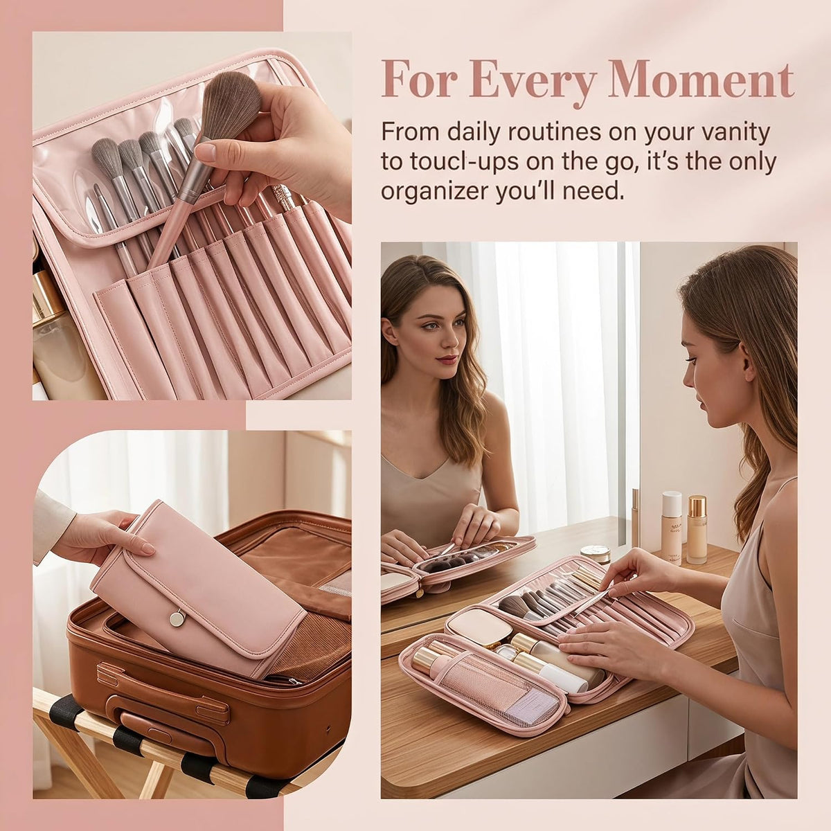 Makeup Brush Bag, Travel Makeup Brush Case