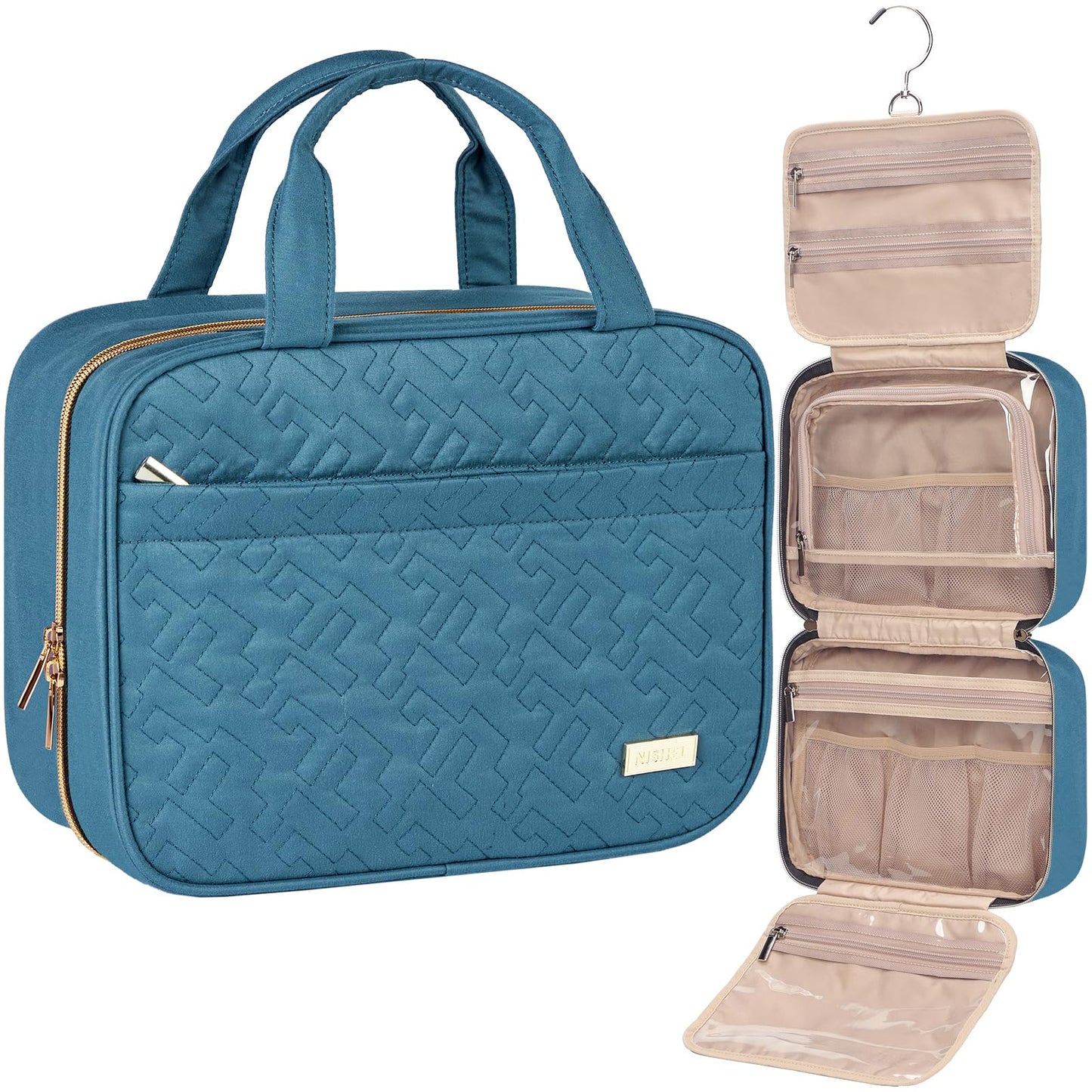 NISHEL Travel Toiletry Bag for women, Portable Hanging makeup Organizer
