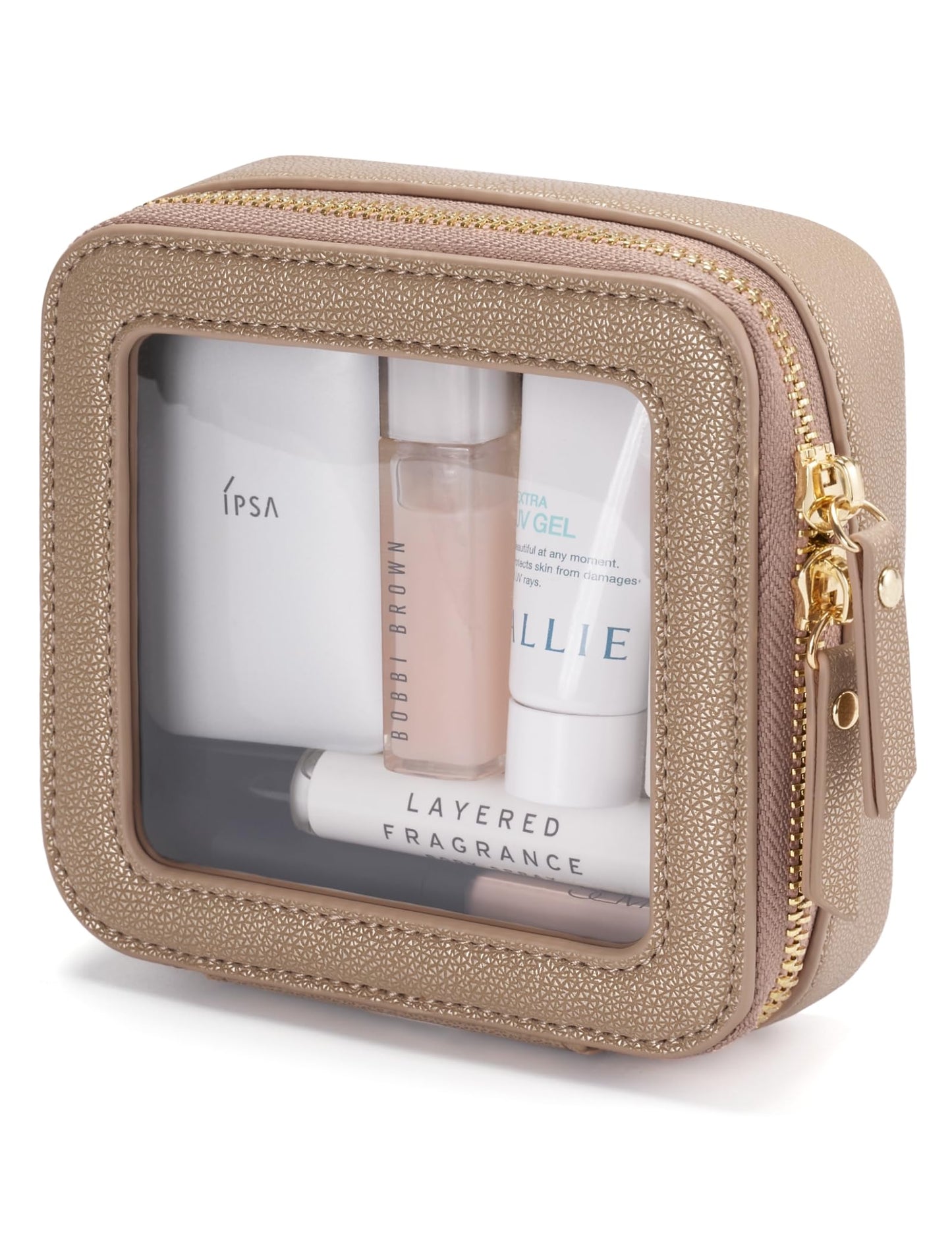 Popvibe Clear Makeup Bag Travel Cosmetic Case Transparent Toiletry Bag with Zipper, Portable Make Up Organizer Traveling Compact Car Bag for Essentials, Hotpink, Large