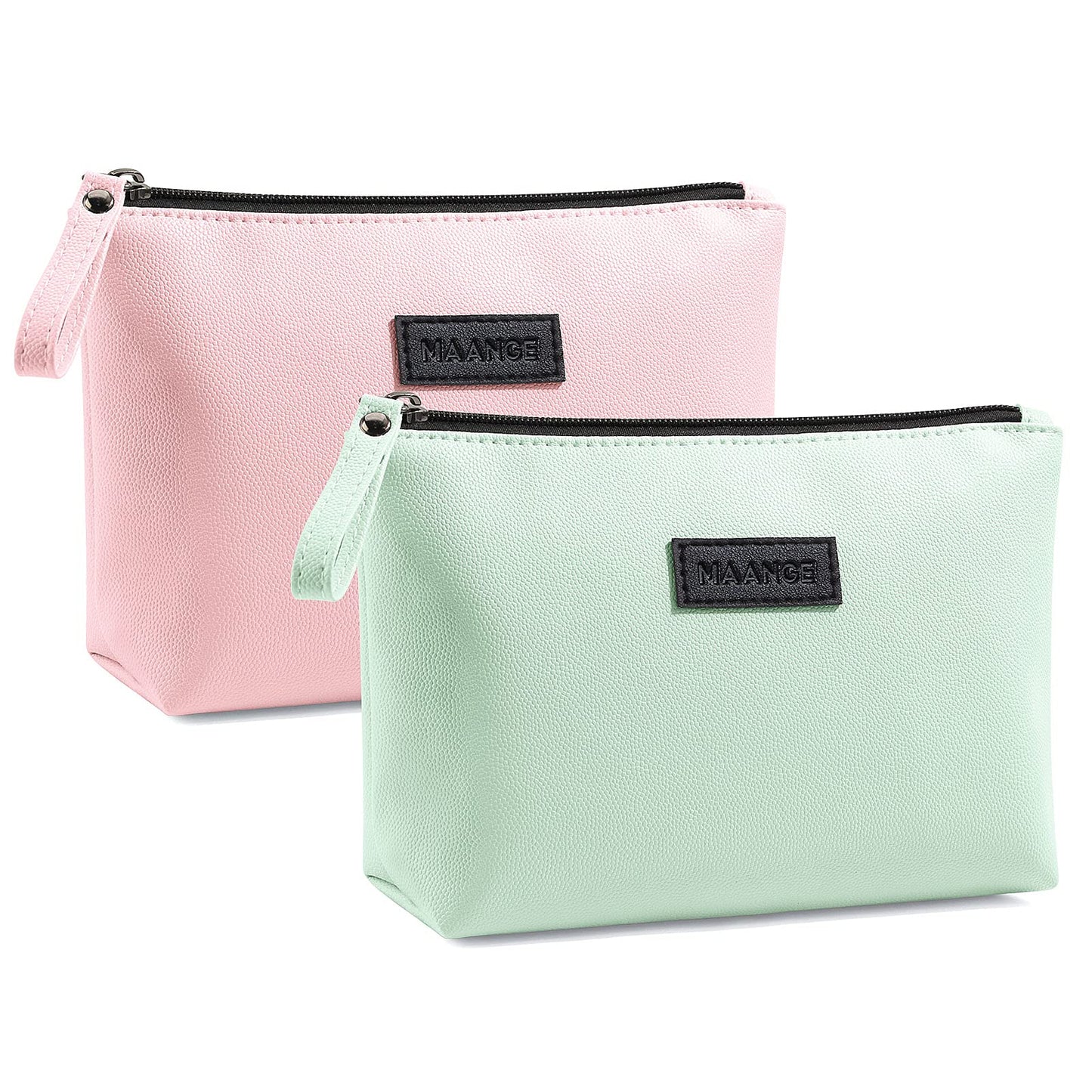 MAANGE Cosmetic Bags for Women Small Makeup Bag for Purse Pu Leather Makeup Pouch Travel Makeup Bag with Zipper Make Up Bag for Travelling
