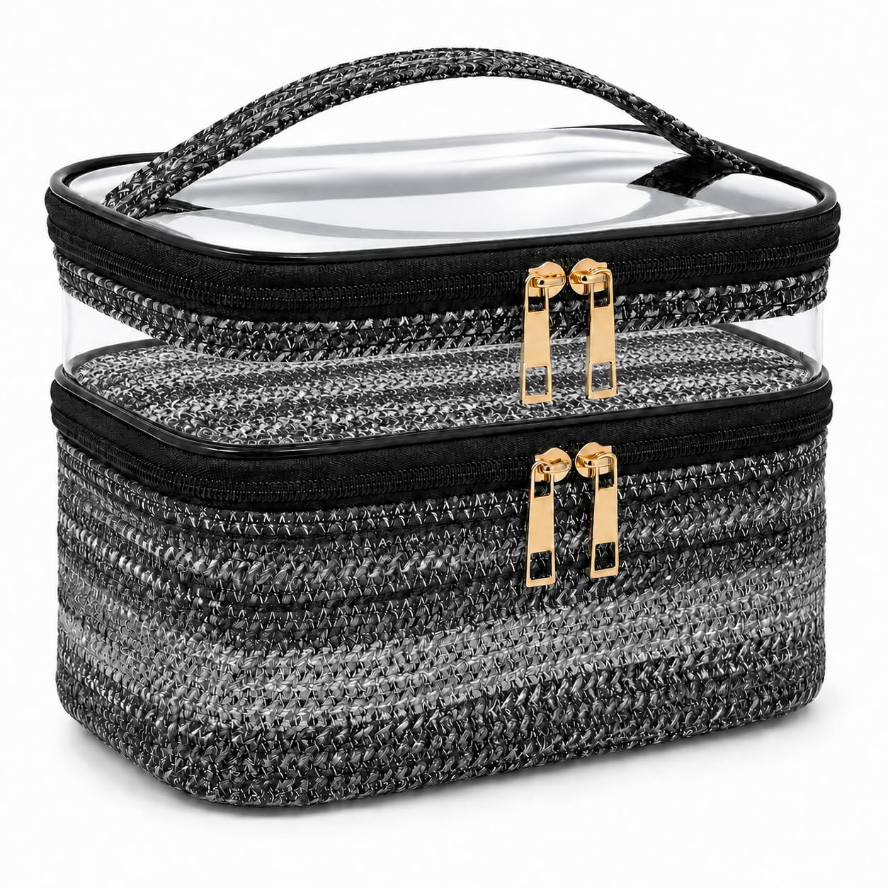 Double-layer Cosmetic Bag Makeup Bag Travel Makeup Bag Makeup Bags for Women Cosmetics Cases Portable Waterproof Foldable (Leopard)