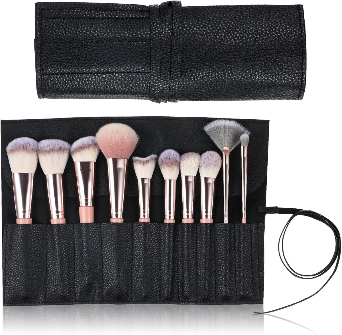 Makeup Brush Organizer PU Leather Makeup Brush Holder Travel 10 Slot Make up Brushes Roll Cosmetic Bag for Women