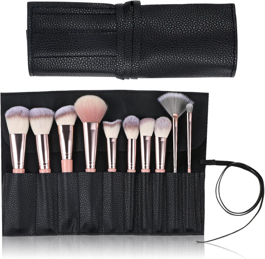Makeup Brush Organizer PU Leather Makeup Brush Holder Travel 10 Slot Make up Brushes Roll Cosmetic Bag for Women
