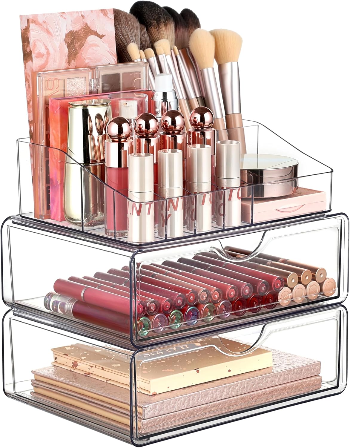 Vtopmart 3 Tier Clear Makeup Organizer with 2 Drawers