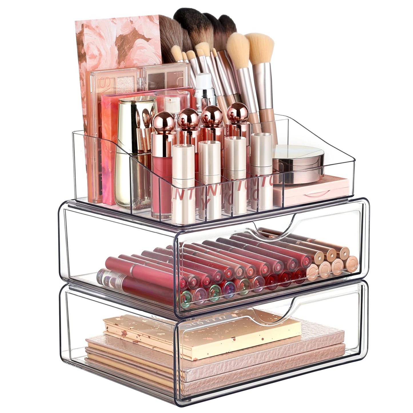 Vtopmart 3 Tier Clear Makeup Organizer with 2 Drawers