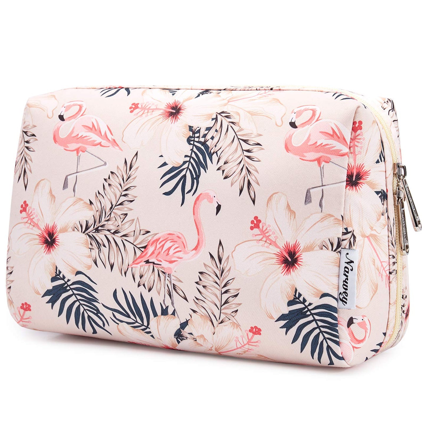 Narwey Checkered Makeup Bag Travel Cosmetic Bag Organizer Toiletry Bag Make Up Bags with Compartments for Women Girls (Large, Light Checkerboard)
