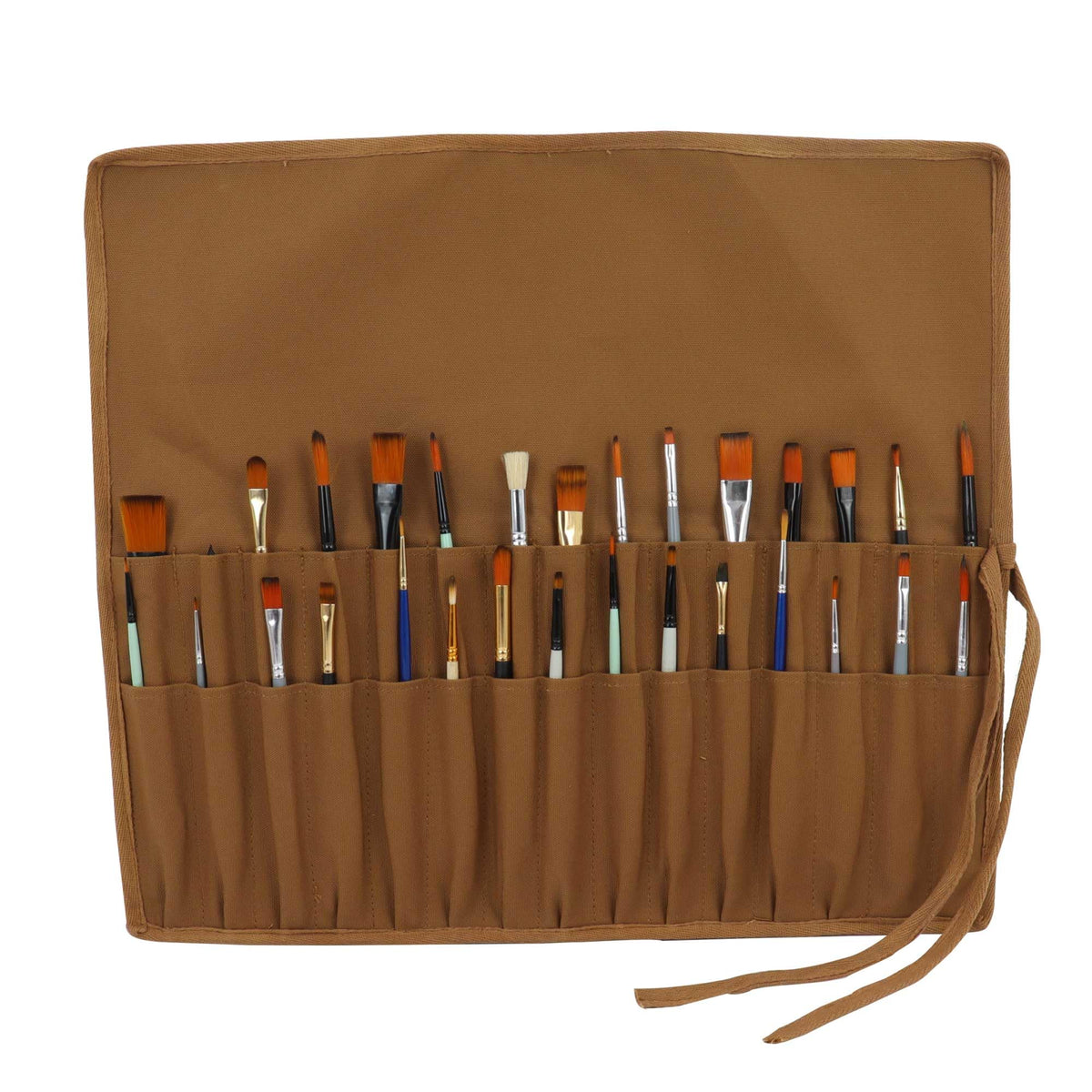 Liquidraw 30 Pocket Canvas Paint Brush Holder - Natural | 21" x 18" | Roll Up Brush Storage Pouch | Ideal Case for Paintbrush & Art Tool Storage | Easy to Carry | Also Great for Makeup Brushes