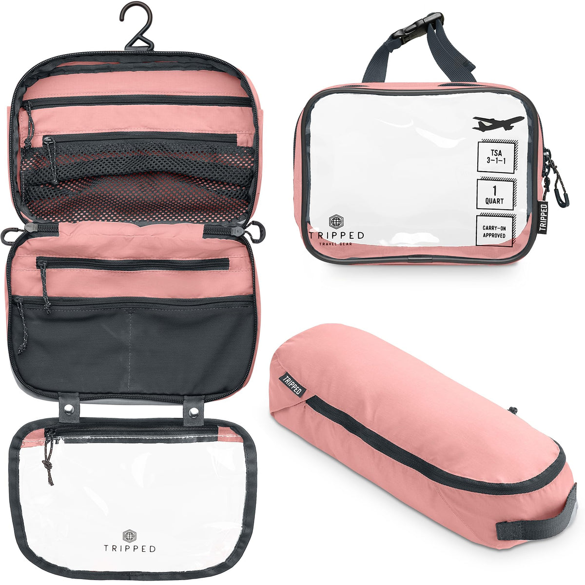 TRIPPED Travel Gear 3-Piece Travel Toiletry Bag Set