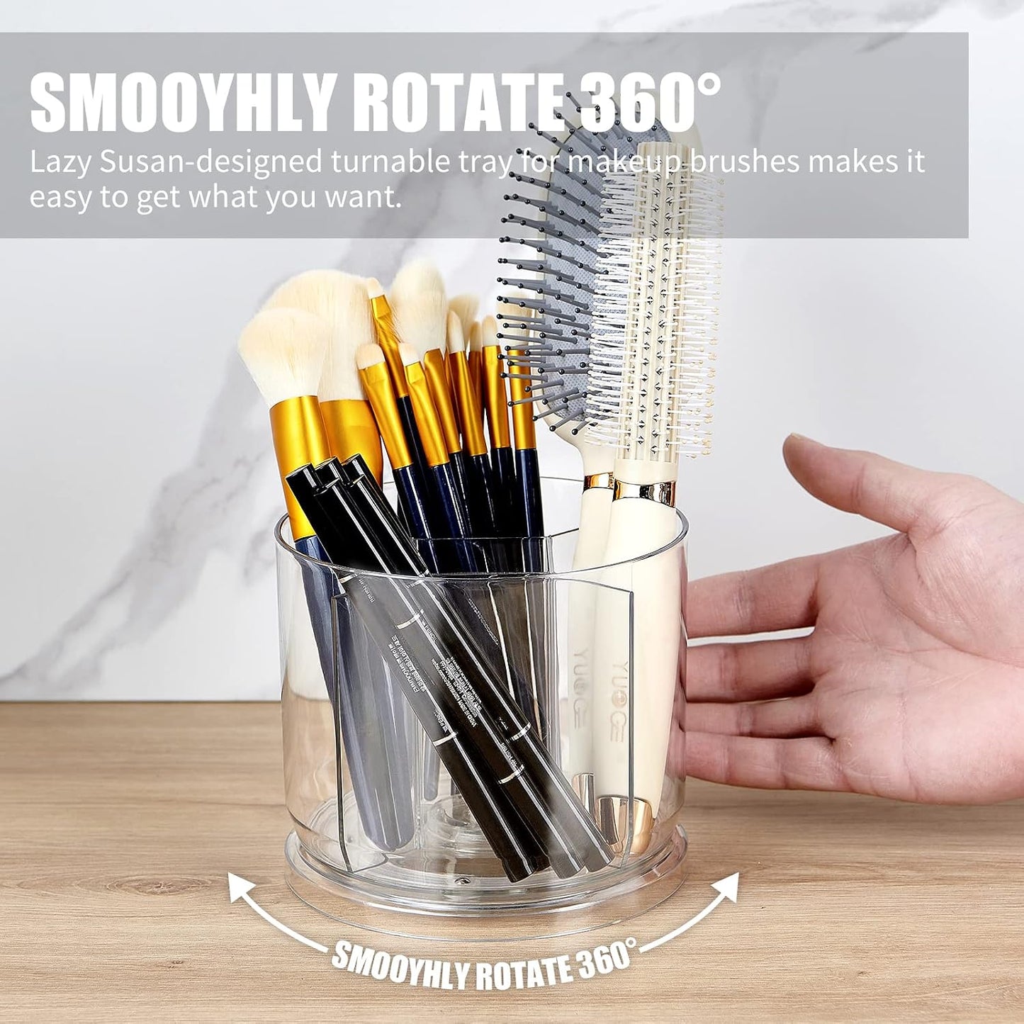 Makeup Brush Holder Organizer, Rotating Makeup Organizer for Vanity