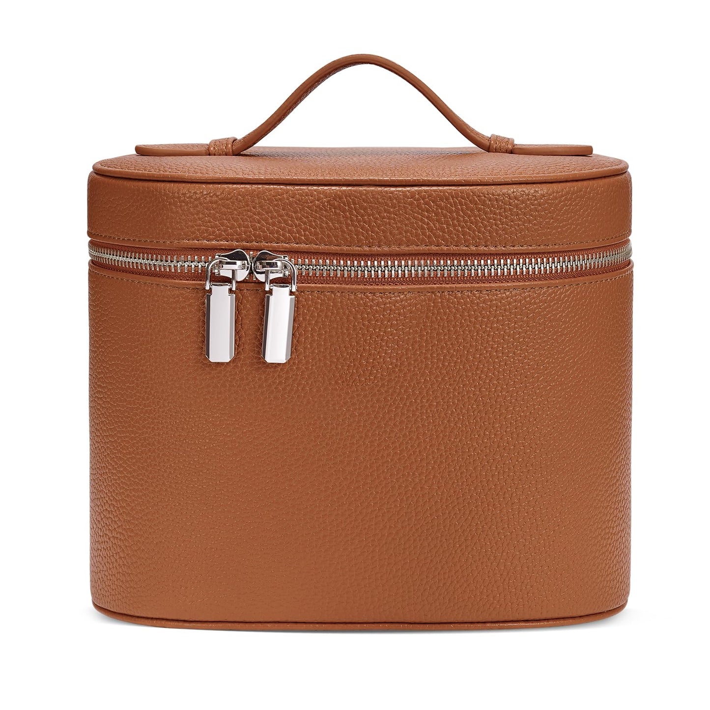 Cosmetic Case, Leather Makeup Bag, Portable Handheld Makeup Case, Detachable Compartments