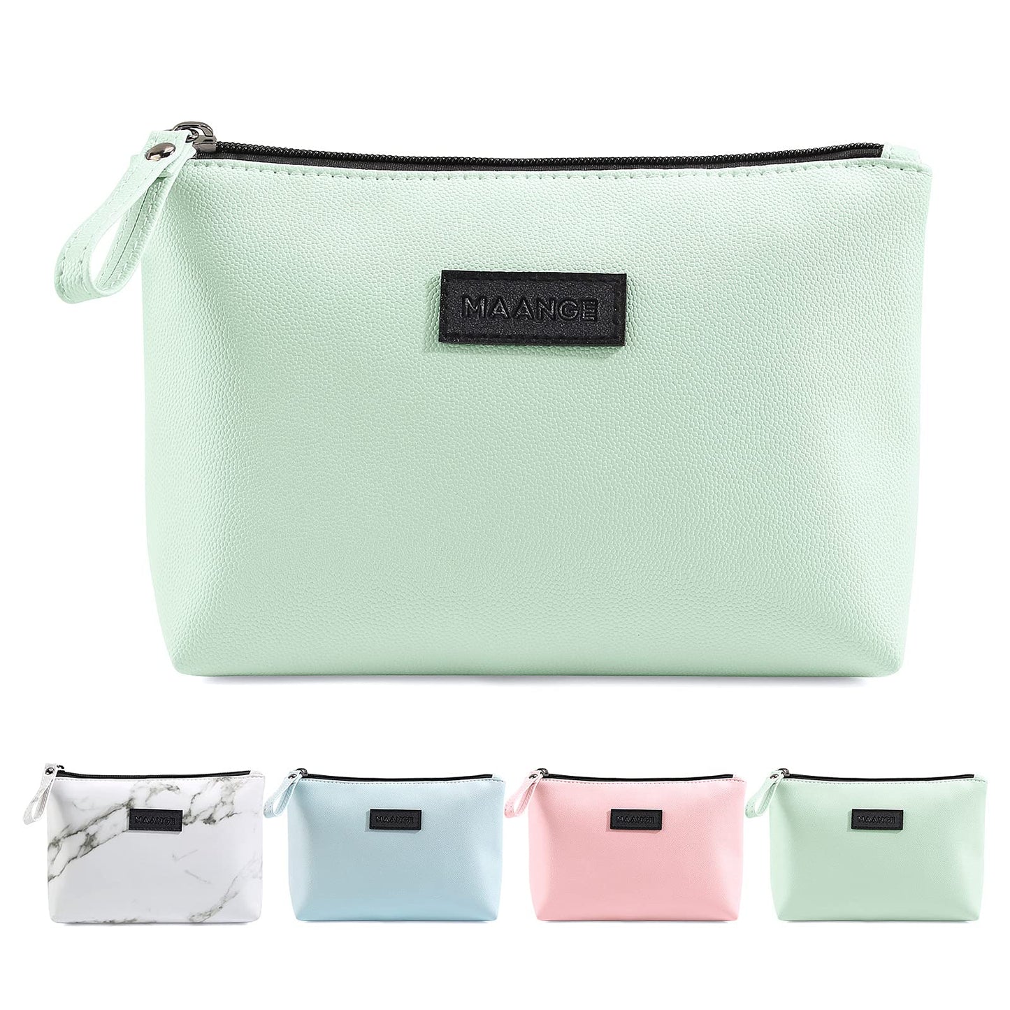 MAANGE Cosmetic Bags for Women Small Makeup Bag for Purse Pu Leather Makeup Pouch Travel Makeup Bag with Zipper Make Up Bag for Travelling