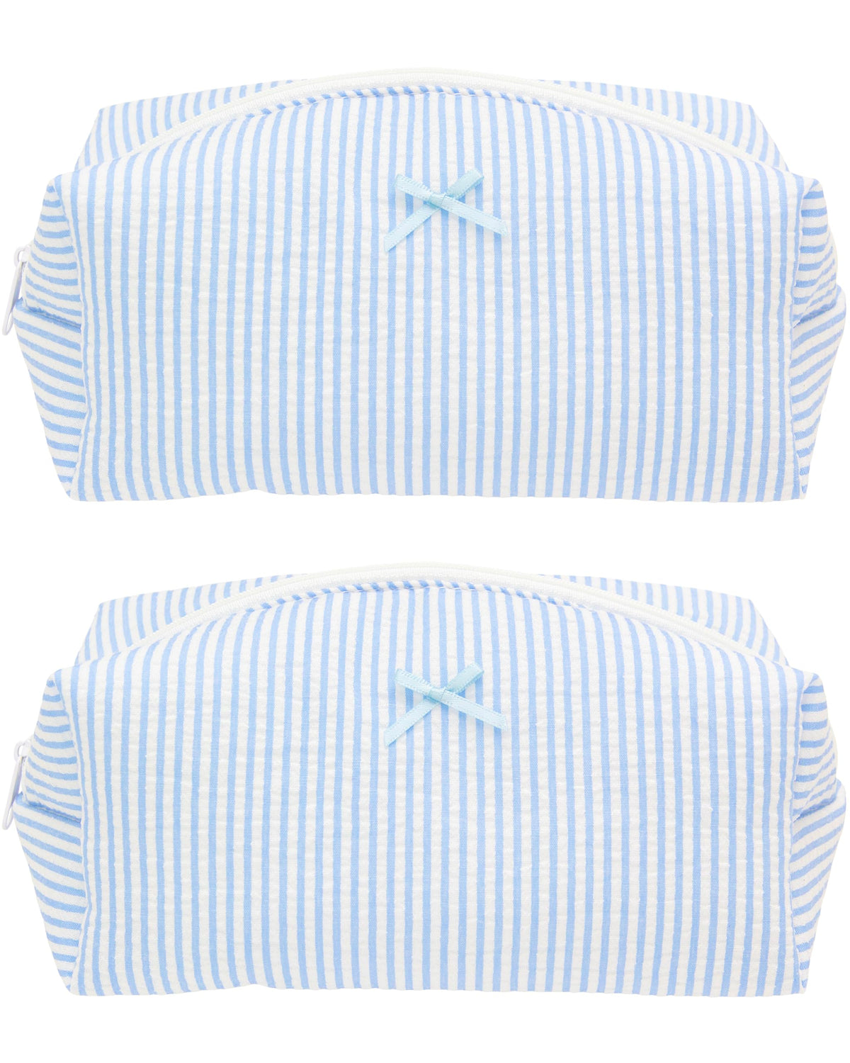 PAZIMIIK Cozy Makeup Bag for Women,Zipper Cosmetic Pouch,Stripe Blue