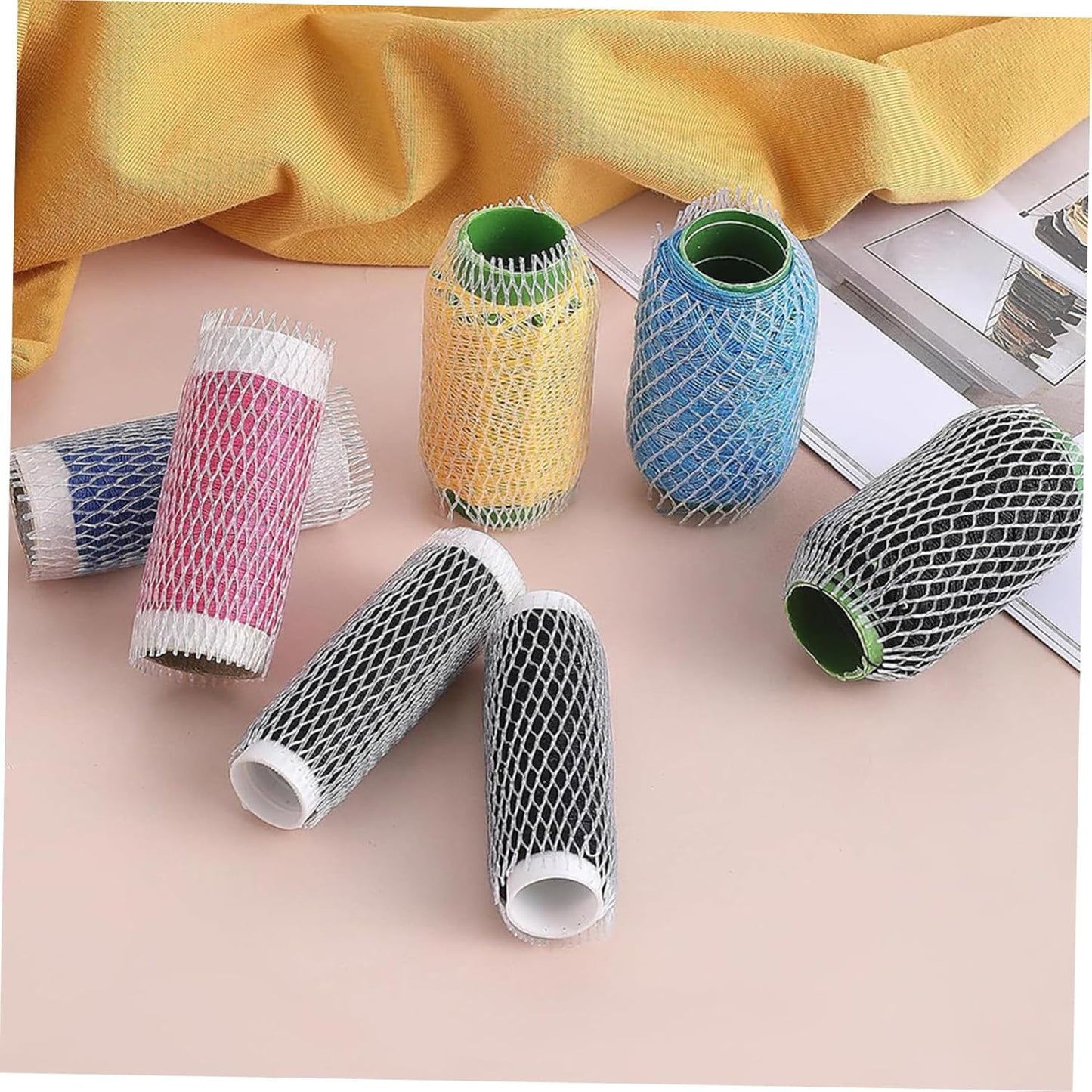 Uonlytech 200pcs Rose Bud Protective Net Covers and Makeup Brush Protector Mesh Sleeves, 12cm Milky White Floral Packing Wraps for Florists and Bouquet Transport