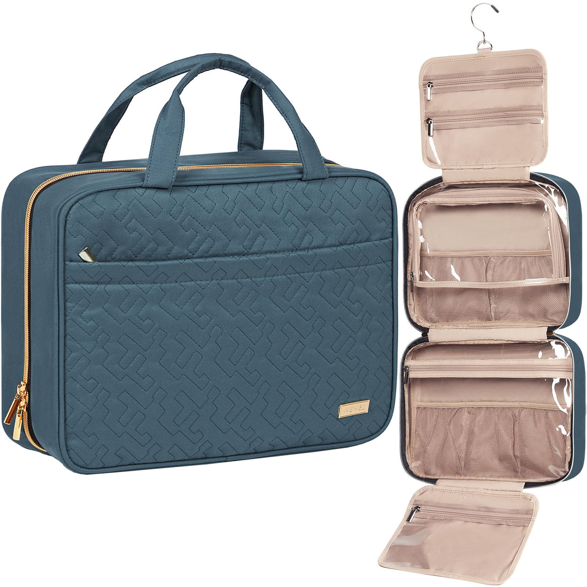 NISHEL Travel Toiletry Bag for women, Portable Hanging makeup Organizer