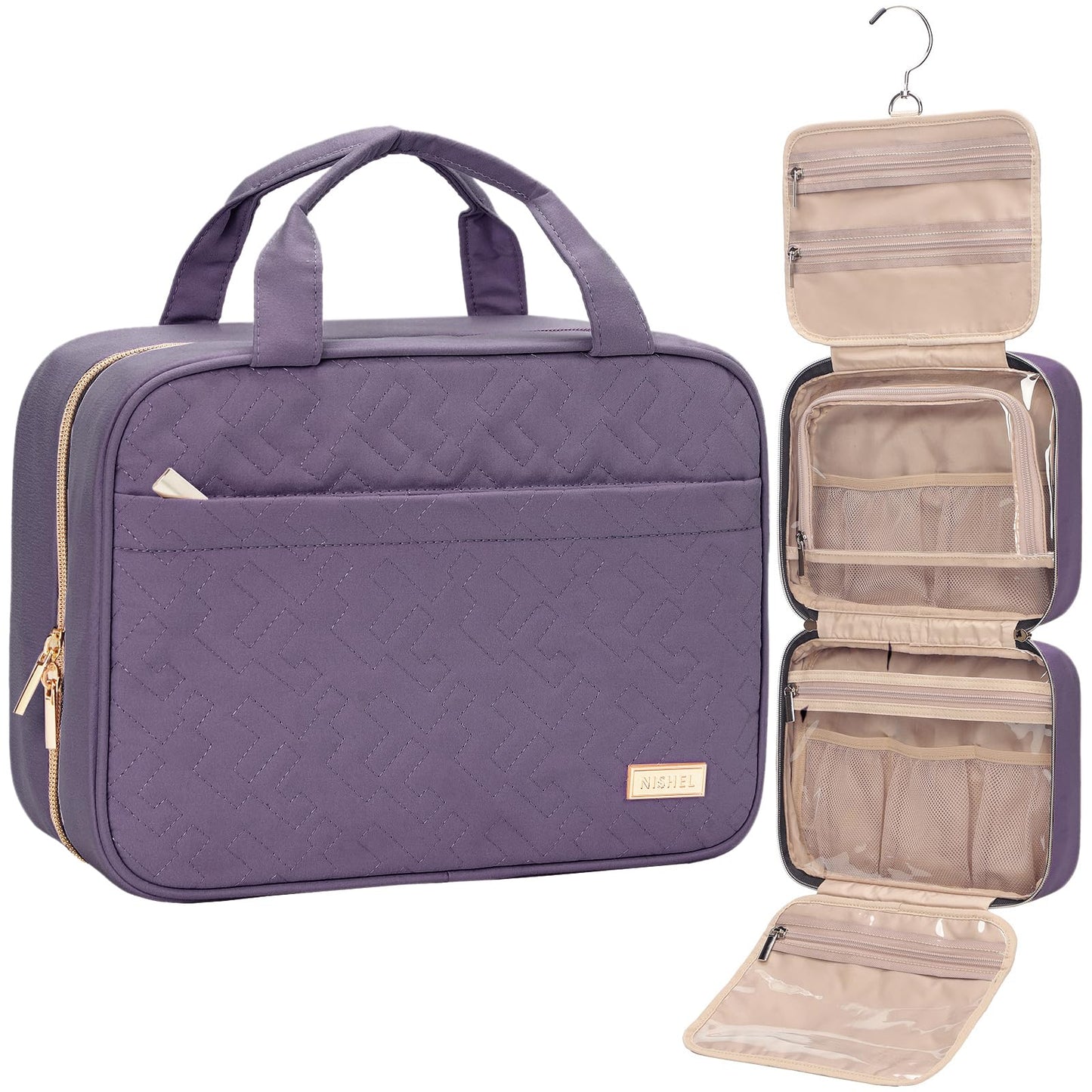 NISHEL Travel Toiletry Bag for women, Portable Hanging makeup Organizer