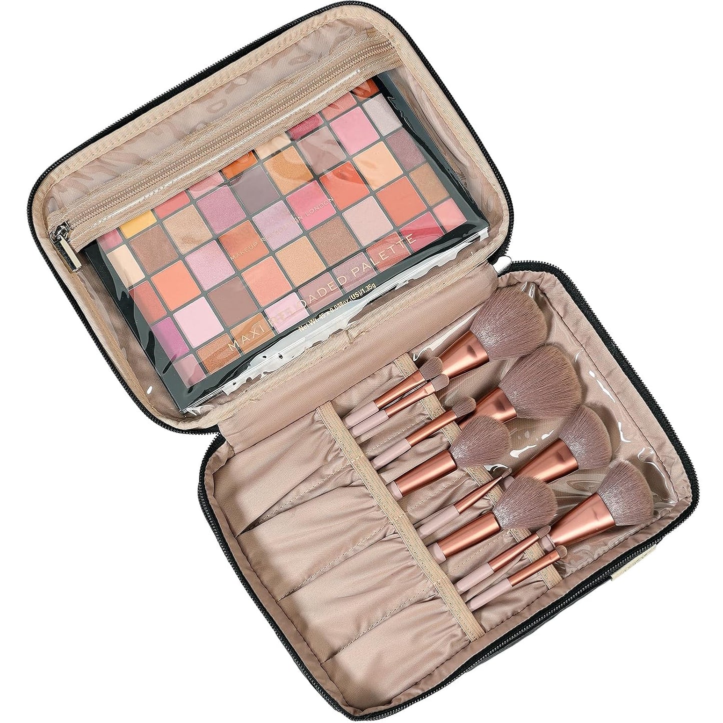 NISHEL Large Makeup Bag Organizer, Double Layer Cosmetic Travel Case