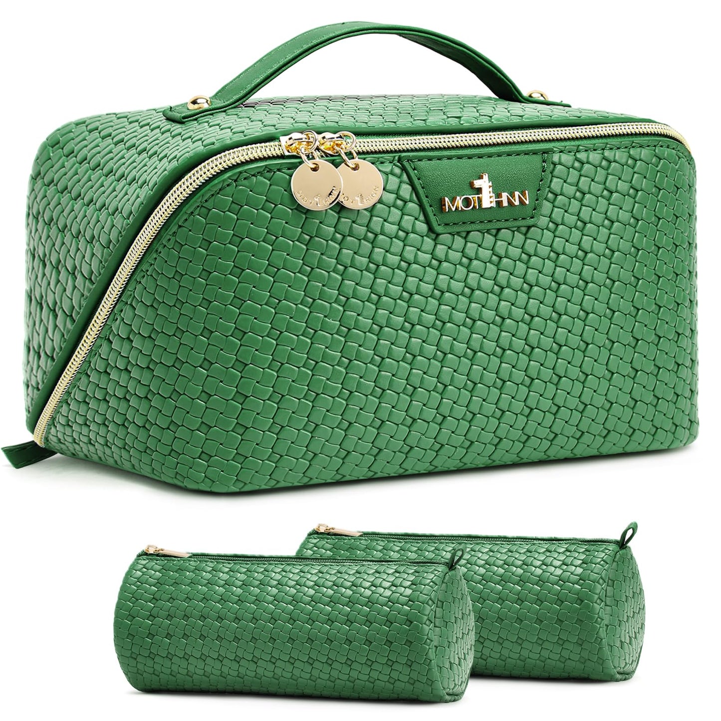 Travel Makeup Bag for Women: 3 Pcs Set Vagen Leather Cosmetic Bag