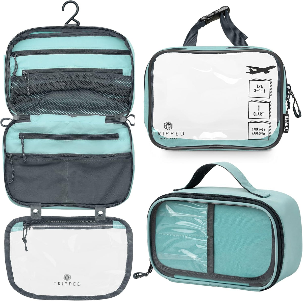 TRIPPED Travel Gear 3-Piece Travel Toiletry Bag Set