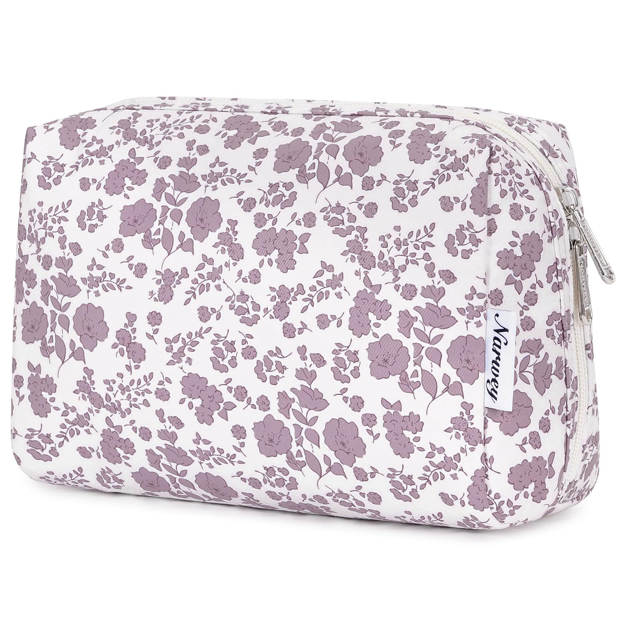 Narwey Checkered Makeup Bag Travel Cosmetic Bag Organizer Toiletry Bag Make Up Bags with Compartments for Women Girls (Large, Light Checkerboard)