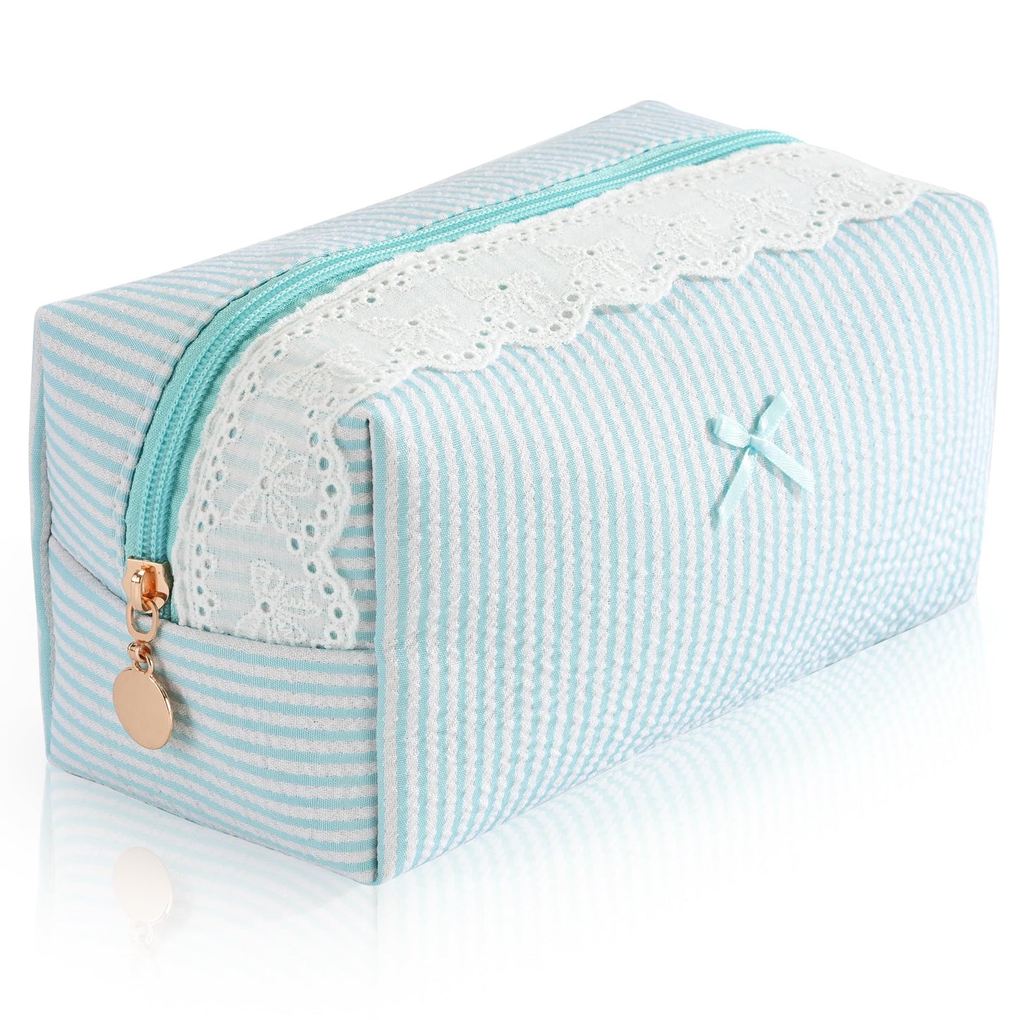 Makeup Bag Travel Toiletry Bag for Women, Small Cosmetic Bags Cute Quilted Cotton Makeup Pouch for Purse Emergency Bag Pencil Case Accessory Bag, Pastel Pink