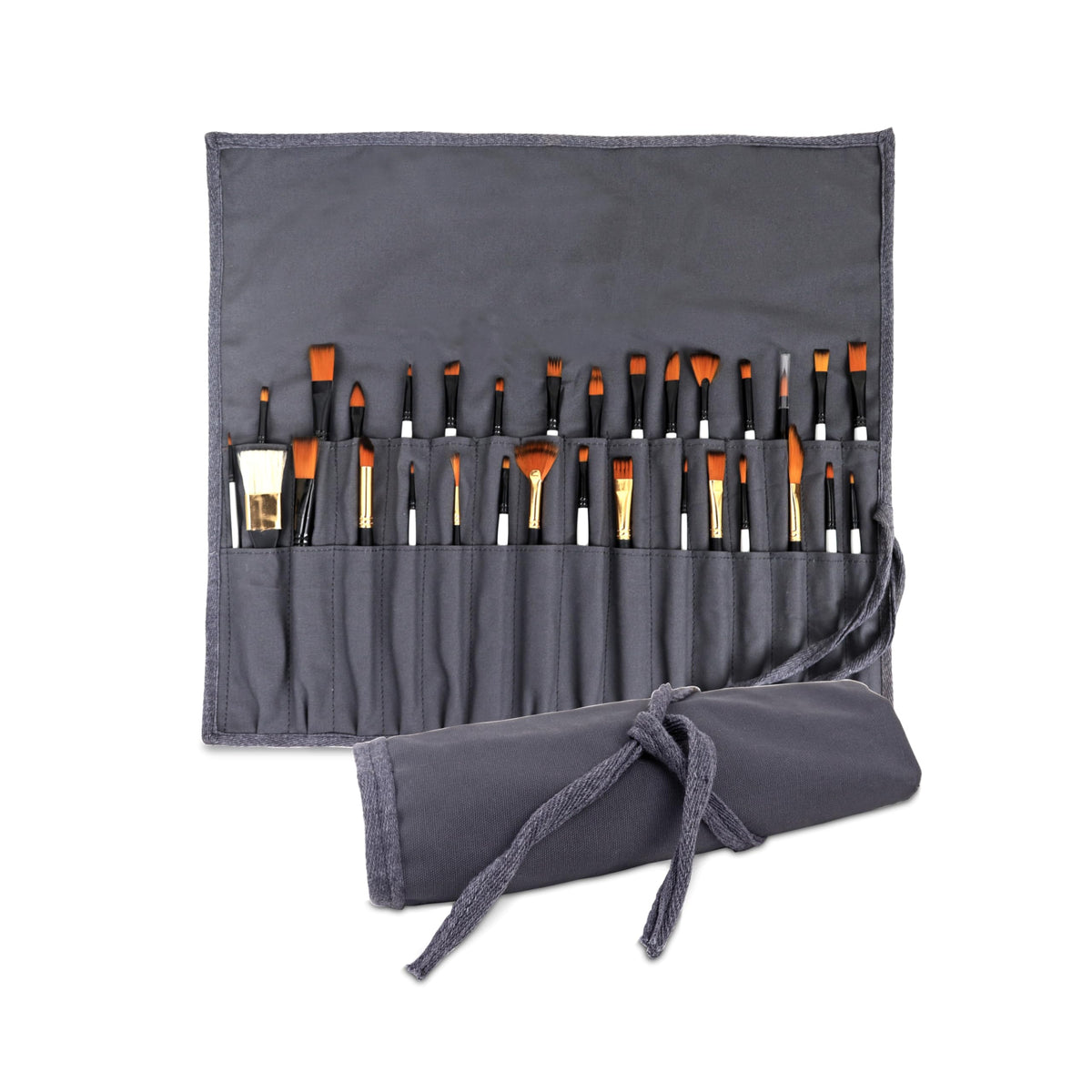 Liquidraw 30 Pocket Canvas Paint Brush Holder - Natural | 21" x 18" | Roll Up Brush Storage Pouch | Ideal Case for Paintbrush & Art Tool Storage | Easy to Carry | Also Great for Makeup Brushes