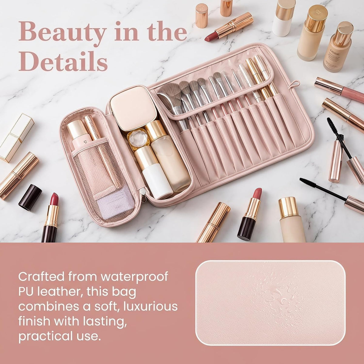 Makeup Brush Bag, Travel Makeup Brush Case