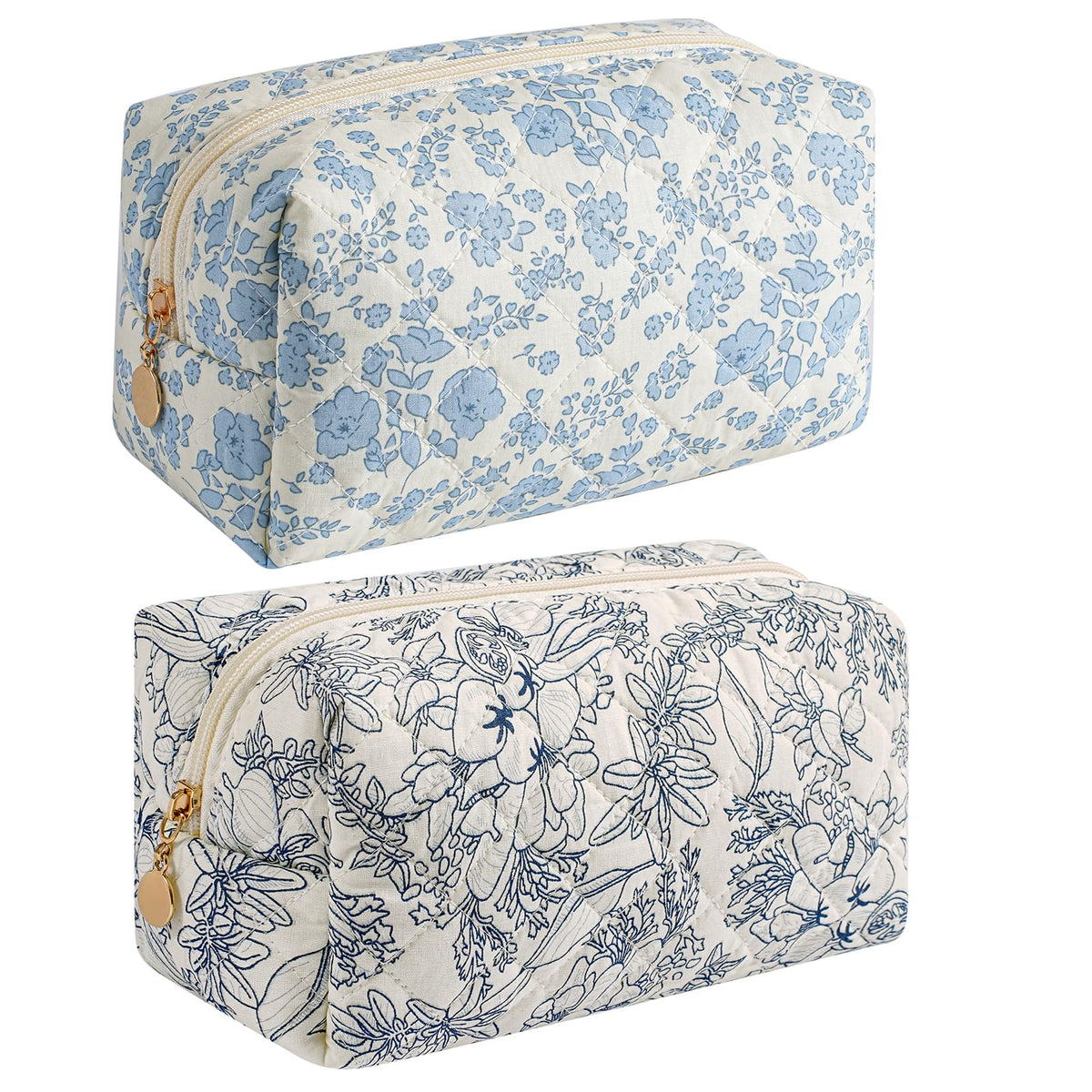 Makeup Bag Travel Cosmetic Bag for Women Girls, Zipper Make Up Pouch, Floral Flowers Toiletry Organizer Makeup, Portable Storage Cosmetic Travel Cloth Bag (Pink)
