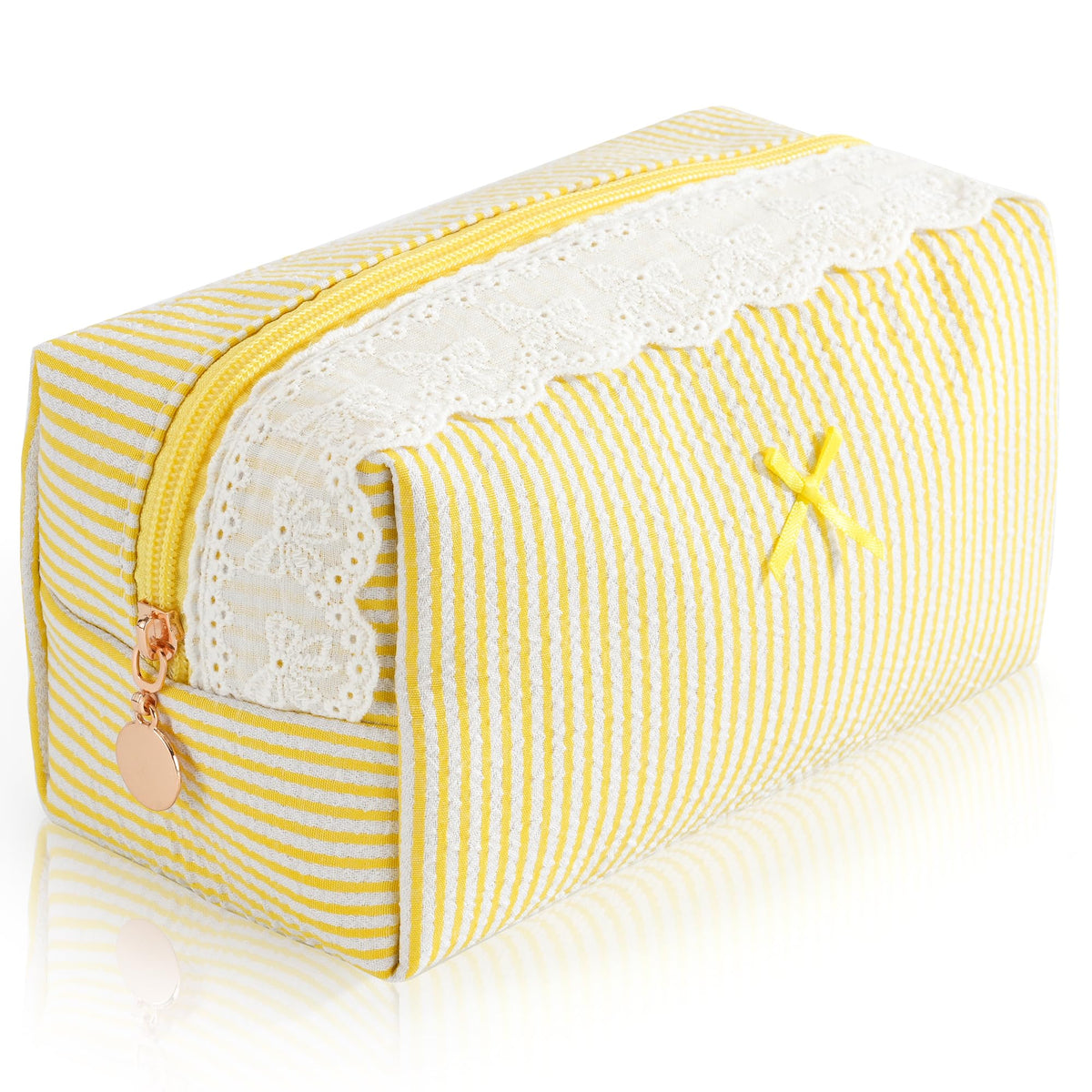 Makeup Bag Travel Toiletry Bag for Women, Small Cosmetic Bags Cute Quilted Cotton Makeup Pouch for Purse Emergency Bag Pencil Case Accessory Bag, Pastel Pink