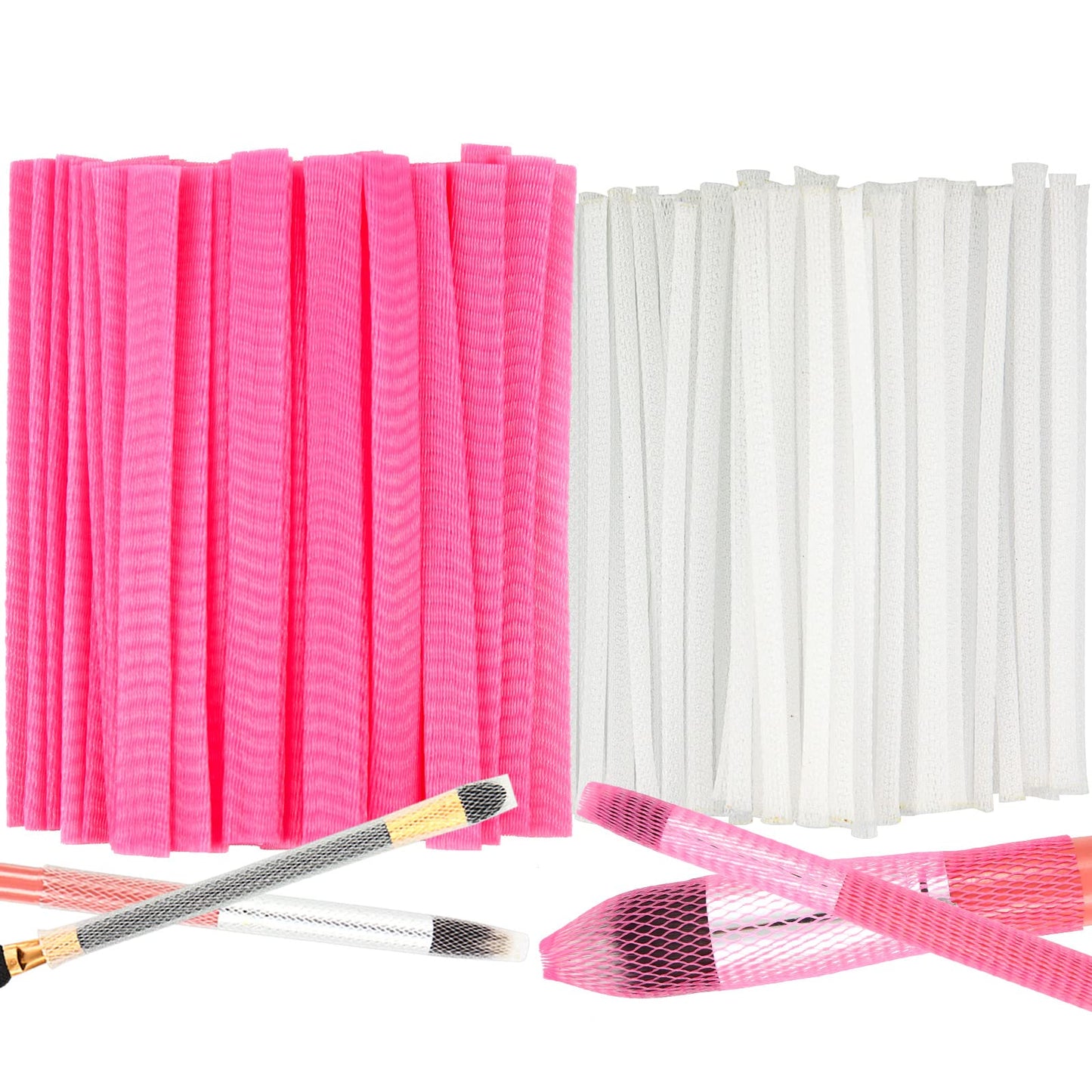 100pcs Makeup Brush Protector Cosmetic Makeup Brush Pen Guard Expandable Mesh Sleeve Covers Set Storage medium large sizes brushes for Travel