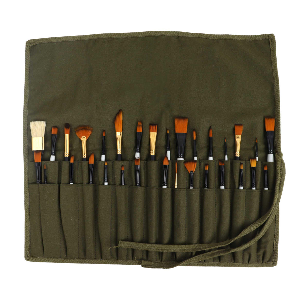 Liquidraw 30 Pocket Canvas Paint Brush Holder - Natural | 21" x 18" | Roll Up Brush Storage Pouch | Ideal Case for Paintbrush & Art Tool Storage | Easy to Carry | Also Great for Makeup Brushes
