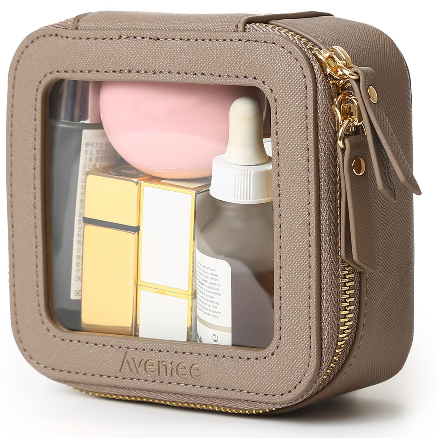 Aveniee Clear Makeup Bag Organizer, Travel Toiletry Bag Cosmetic Case for Women, Make Up Skincare Pouch Car Organizer Bag with Zippers for Essentials,White,Medium Classic