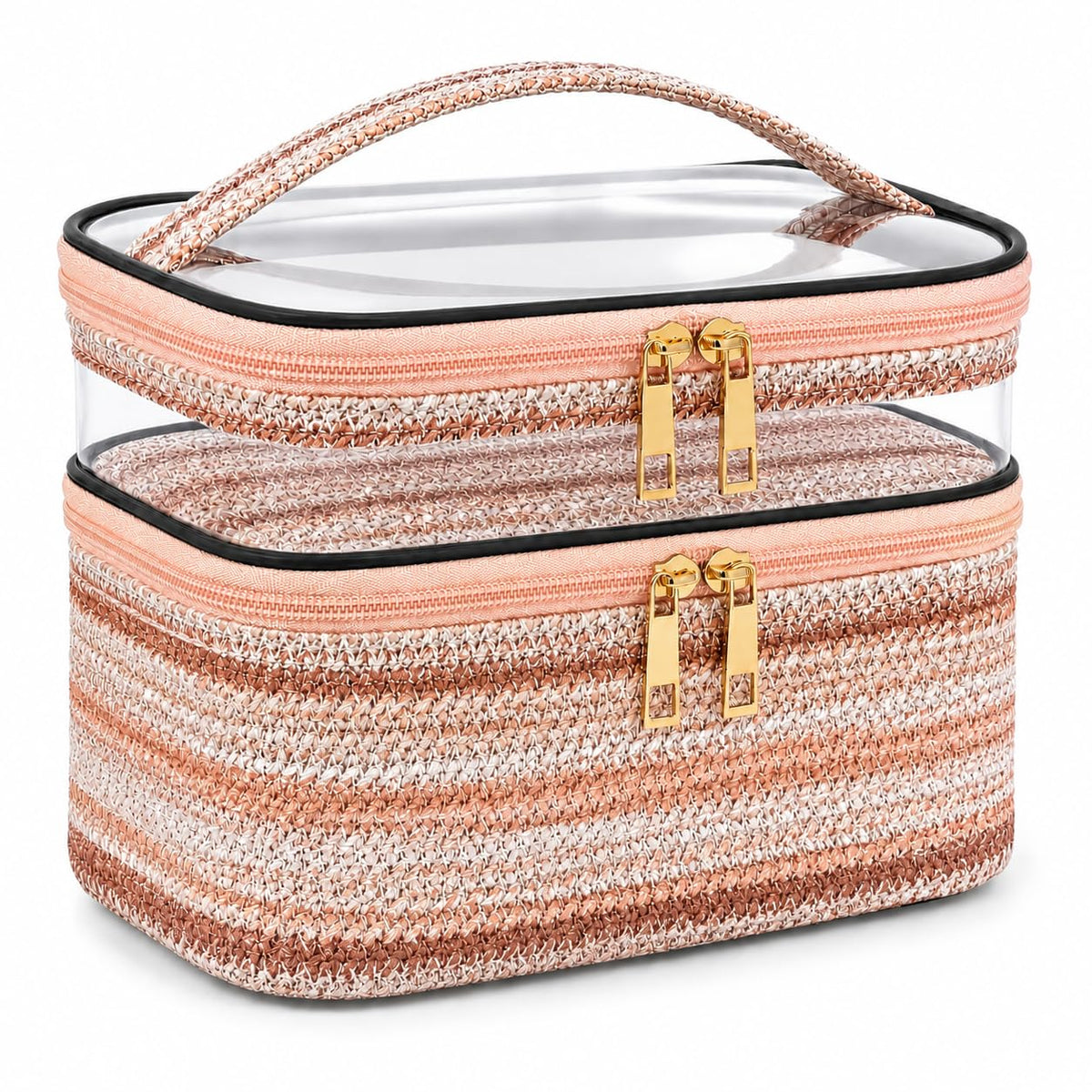 Double-layer Cosmetic Bag Makeup Bag Travel Makeup Bag Makeup Bags for Women Cosmetics Cases Portable Waterproof Foldable (Leopard)