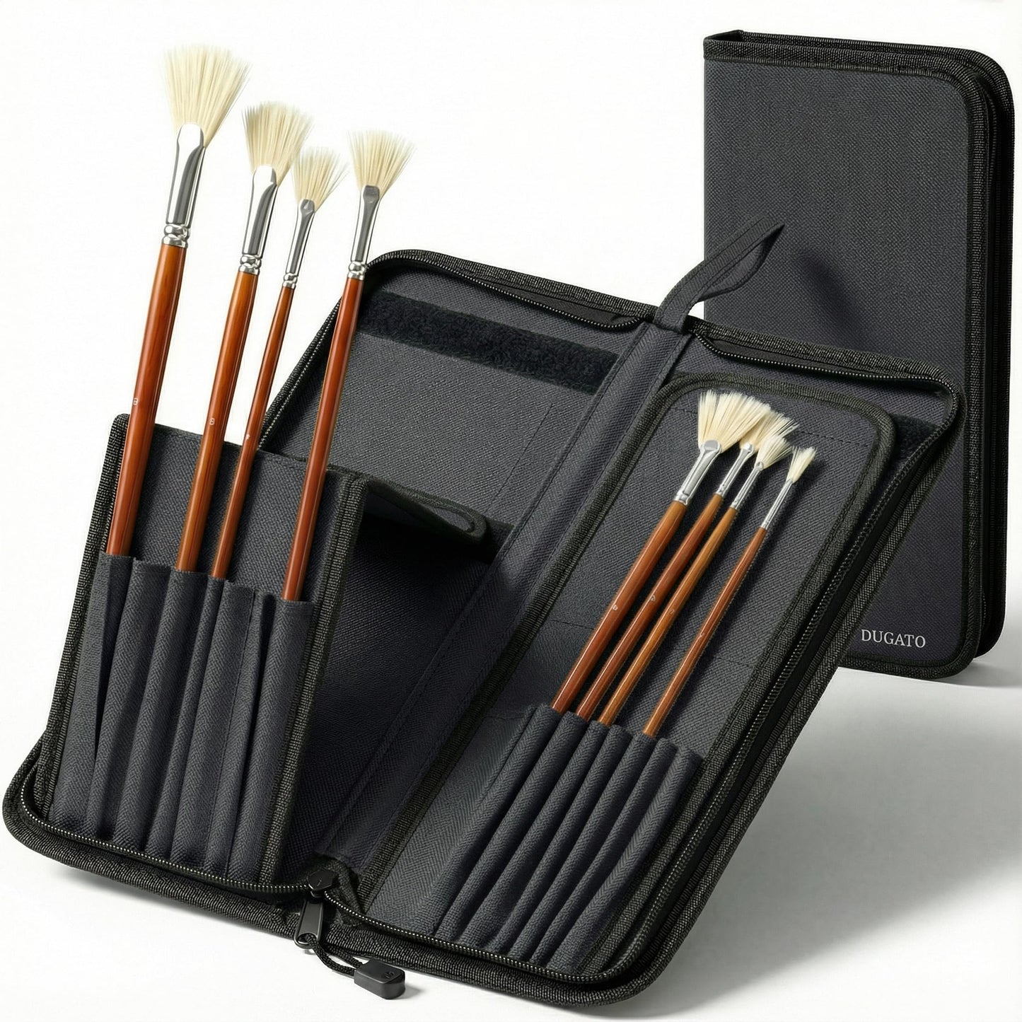 DUGATO Short Brush Holder & Organizer, Canvas Case 5.4 x 10.7 in, Blue