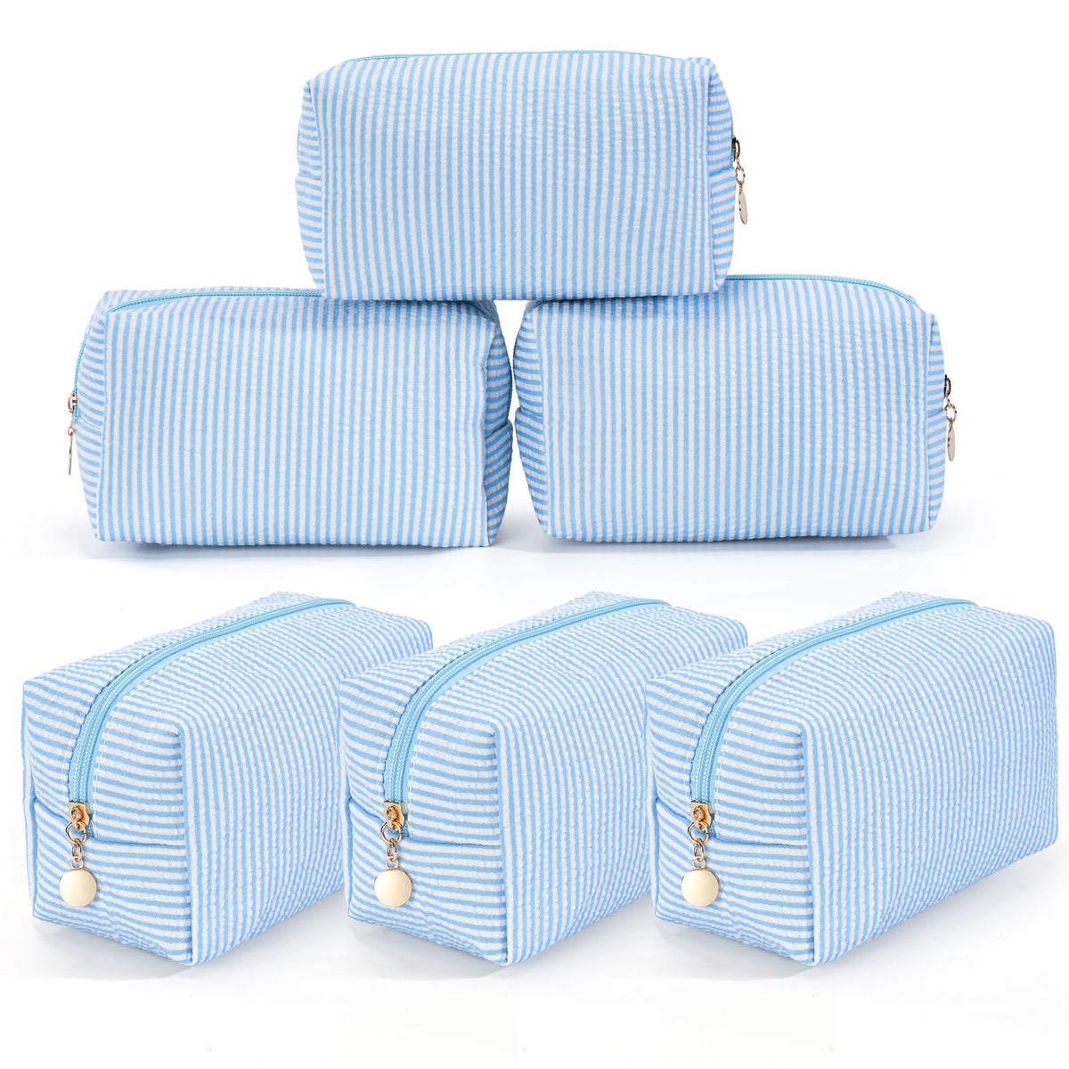 Makeup Bag Travel Toiletry Bag for Women, Small Cosmetic Bags Cute Quilted Cotton Makeup Pouch for Purse Emergency Bag Pencil Case Accessory Bag, Pastel Pink