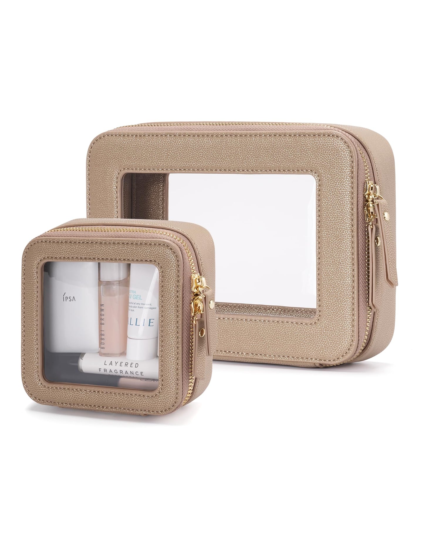 Popvibe Clear Makeup Bag Travel Cosmetic Case Transparent Toiletry Bag with Zipper, Portable Make Up Organizer Traveling Compact Car Bag for Essentials, Hotpink, Large