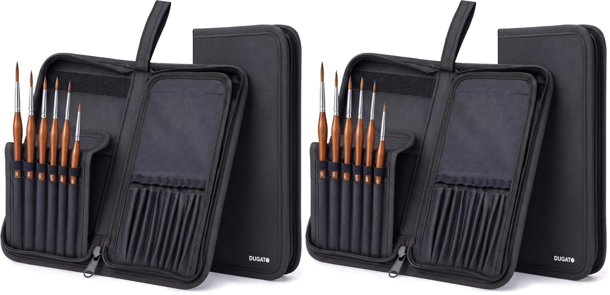 DUGATO Short Brush Holder & Organizer, Canvas Case 5.4 x 10.7 in, Blue