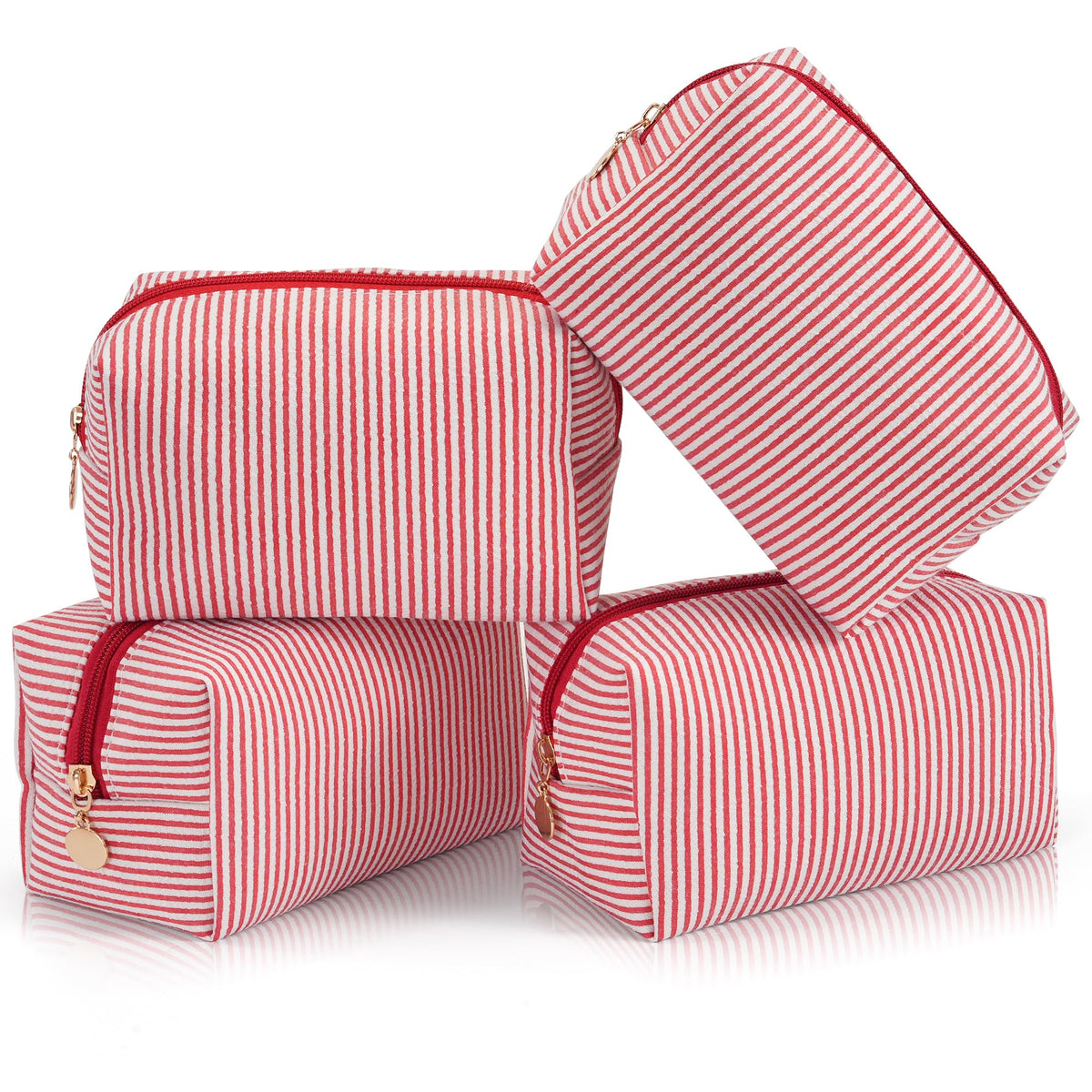 Makeup Bag Travel Toiletry Bag for Women, Small Cosmetic Bags Cute Quilted Cotton Makeup Pouch for Purse Emergency Bag Pencil Case Accessory Bag, Pastel Pink