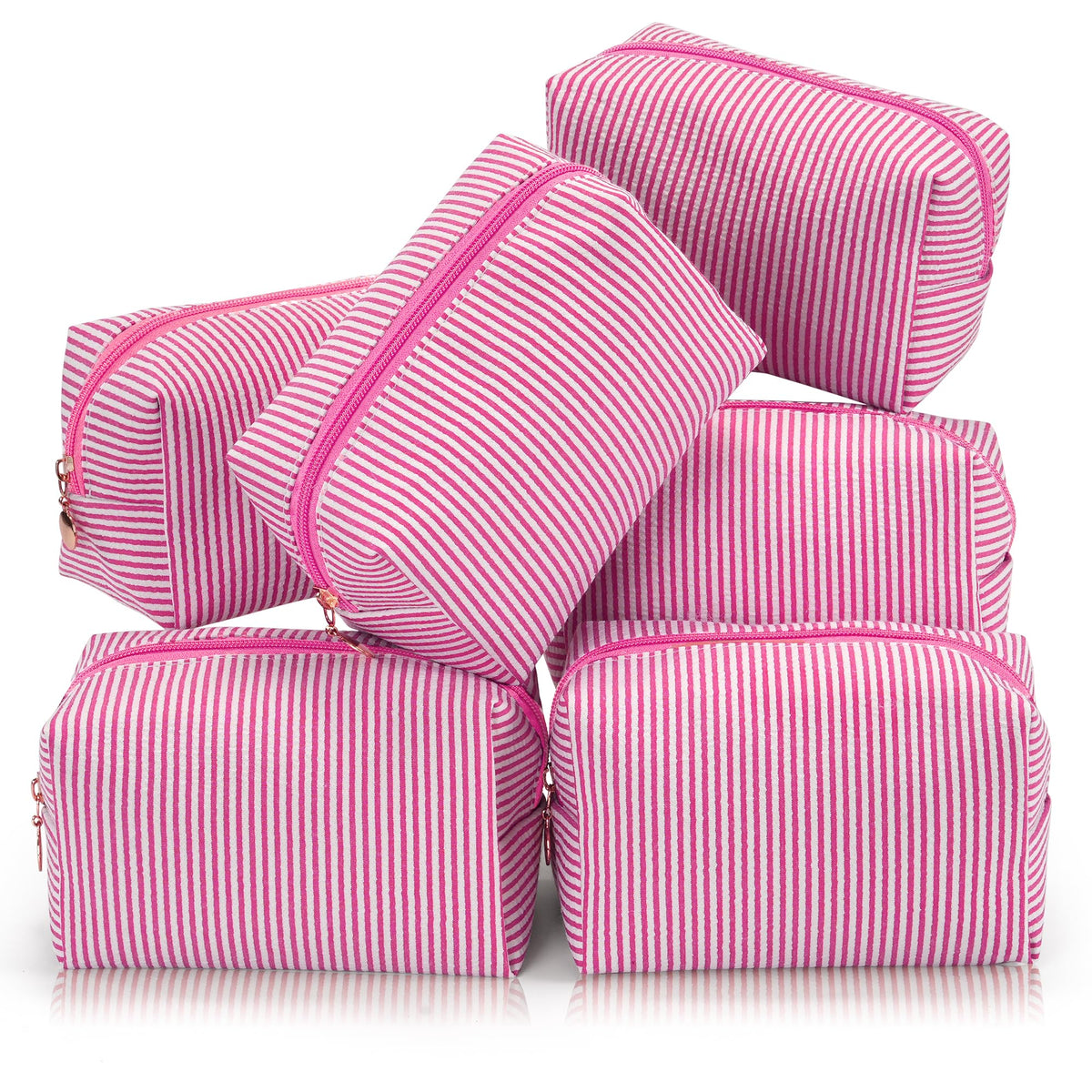 Makeup Bag Travel Toiletry Bag for Women, Small Cosmetic Bags Cute Quilted Cotton Makeup Pouch for Purse Emergency Bag Pencil Case Accessory Bag, Pastel Pink
