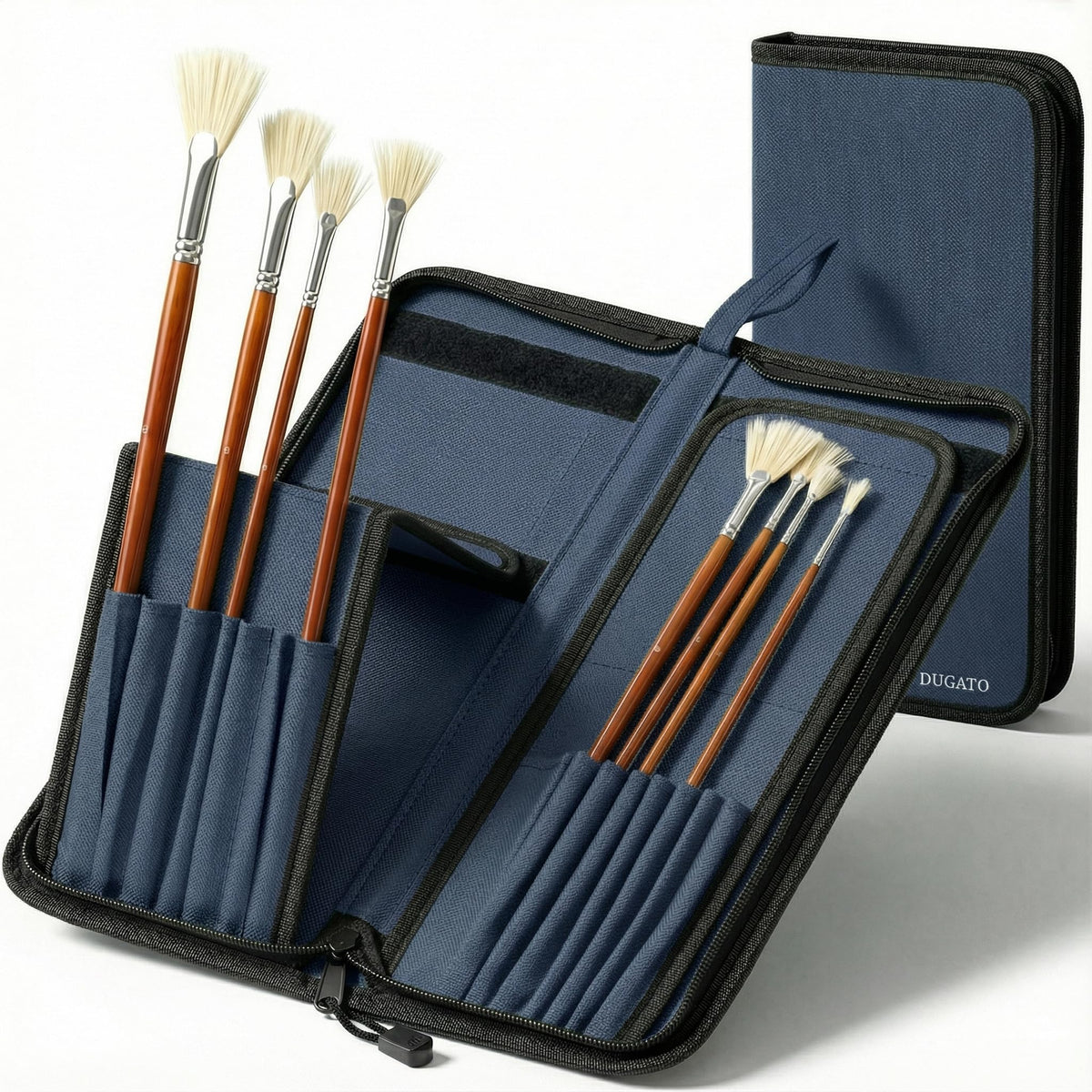DUGATO Short Brush Holder & Organizer, Canvas Case 5.4 x 10.7 in, Blue