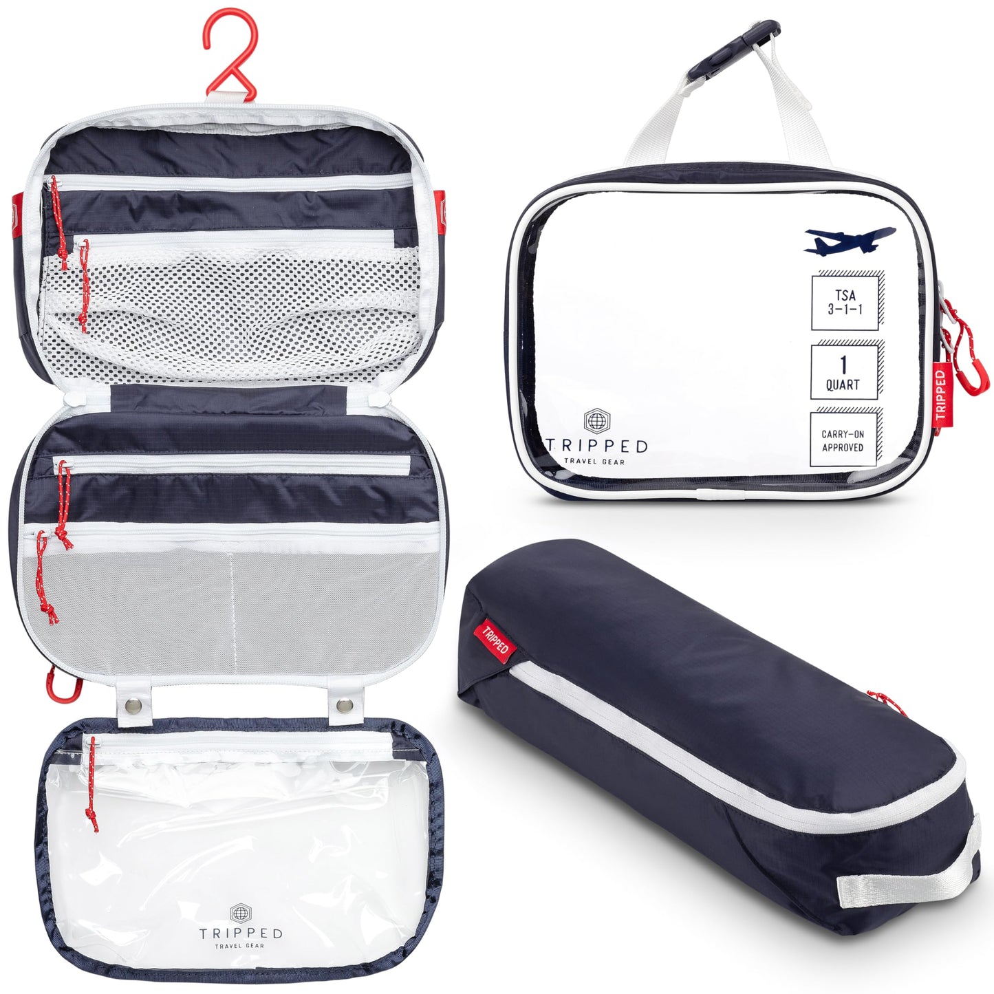 TRIPPED Travel Gear 3-Piece Travel Toiletry Bag Set