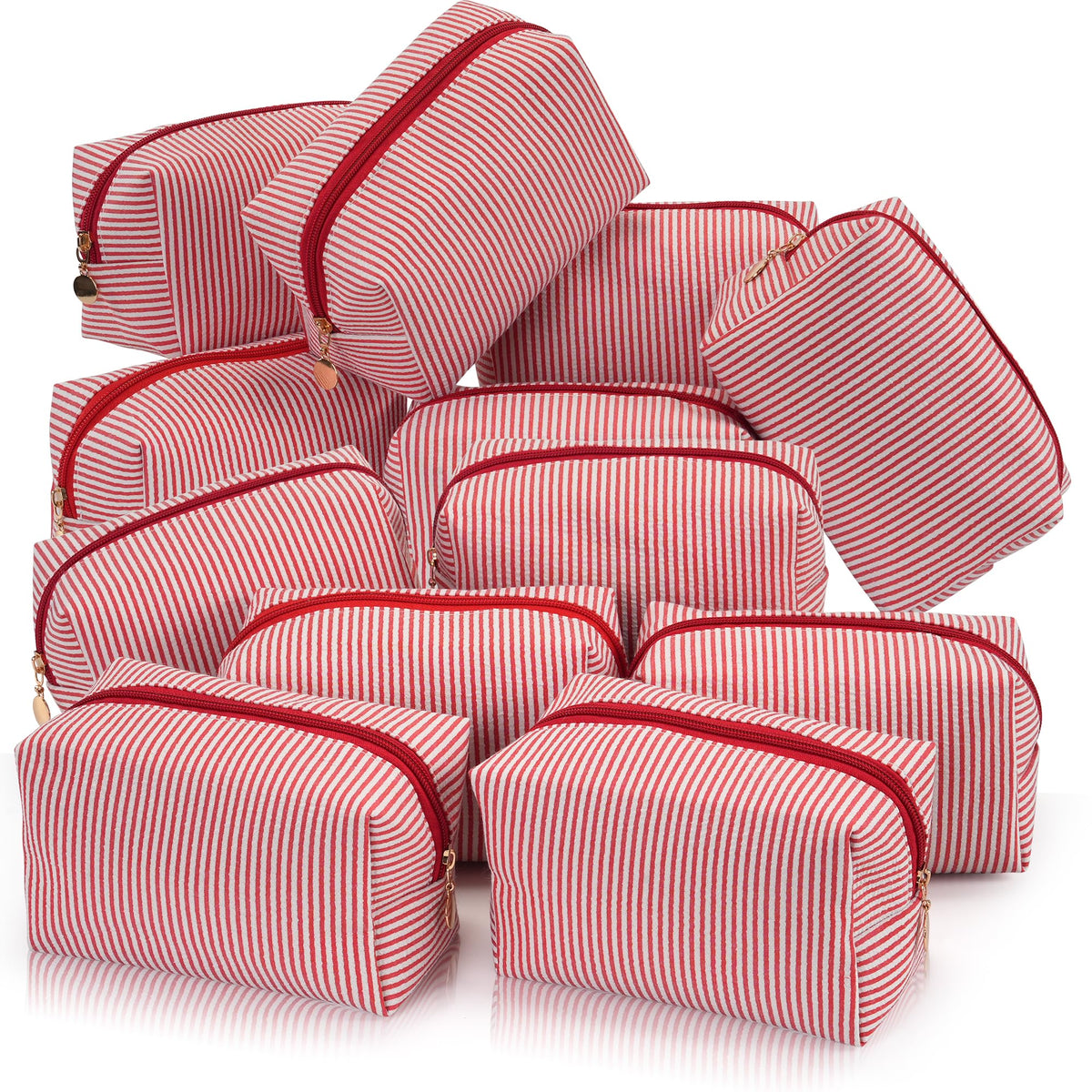 Makeup Bag Travel Toiletry Bag for Women, Small Cosmetic Bags Cute Quilted Cotton Makeup Pouch for Purse Emergency Bag Pencil Case Accessory Bag, Pastel Pink