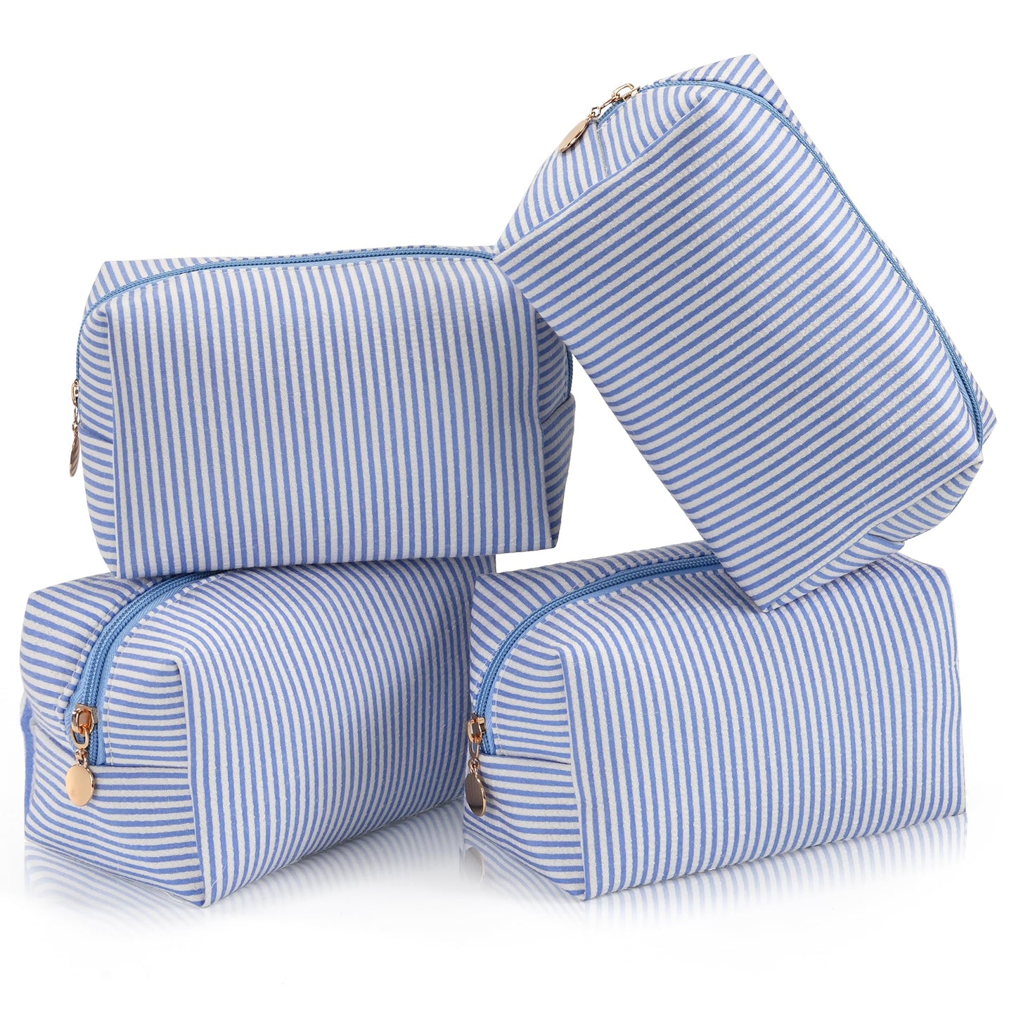 Makeup Bag Travel Toiletry Bag for Women, Small Cosmetic Bags Cute Quilted Cotton Makeup Pouch for Purse Emergency Bag Pencil Case Accessory Bag, Pastel Pink