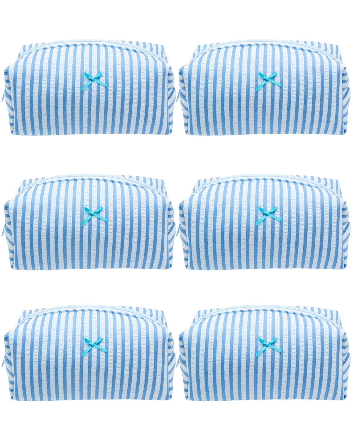 PAZIMIIK Cozy Makeup Bag for Women,Zipper Cosmetic Pouch,Stripe Blue