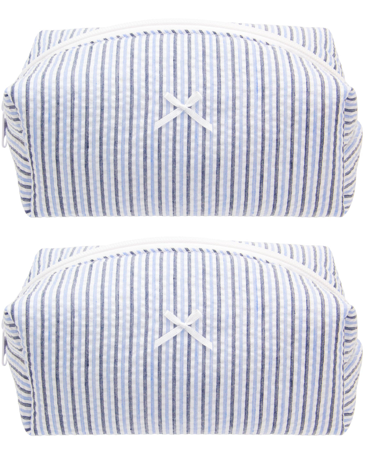 PAZIMIIK Cozy Makeup Bag for Women,Zipper Cosmetic Pouch,Stripe Blue