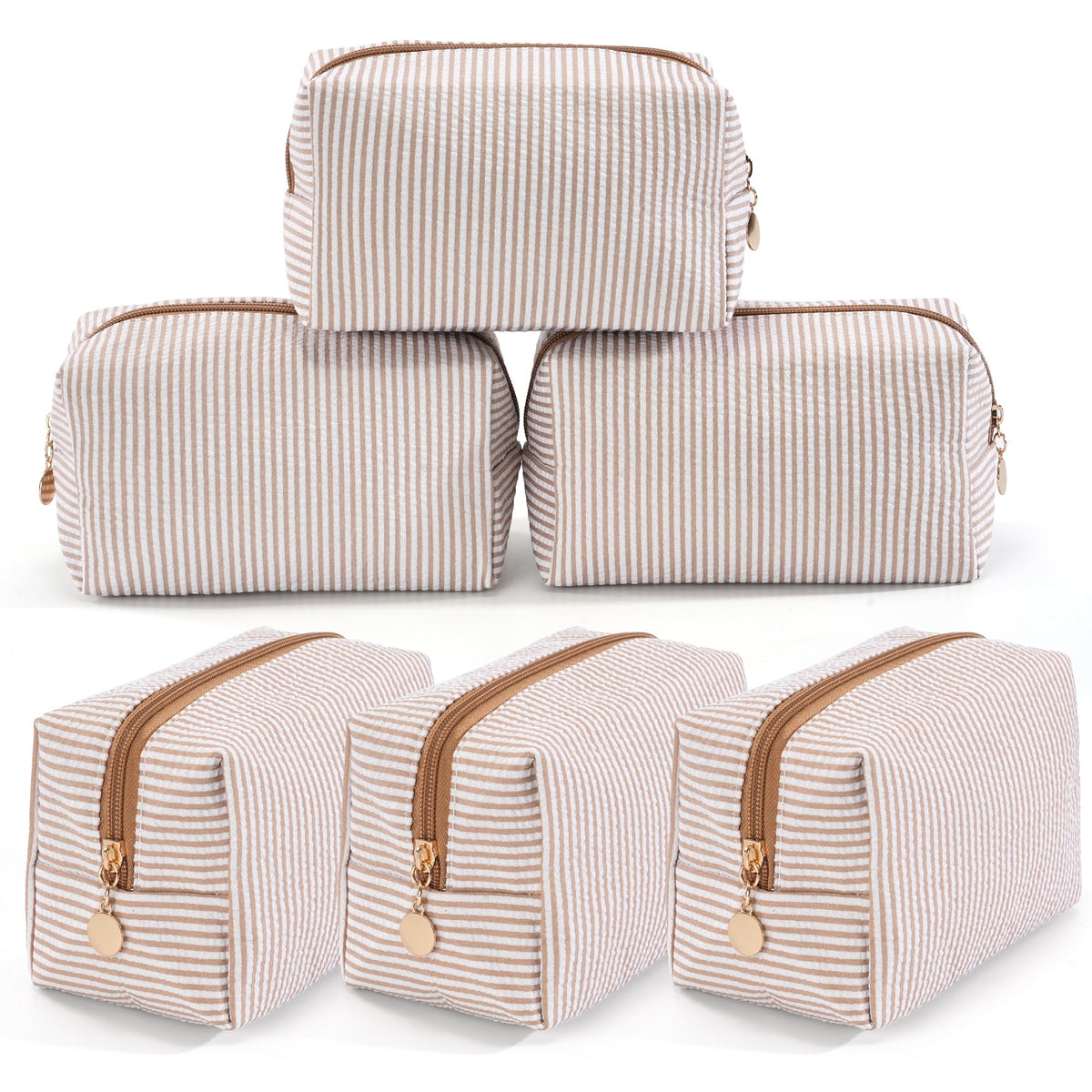 Makeup Bag Travel Toiletry Bag for Women, Small Cosmetic Bags Cute Quilted Cotton Makeup Pouch for Purse Emergency Bag Pencil Case Accessory Bag, Pastel Pink